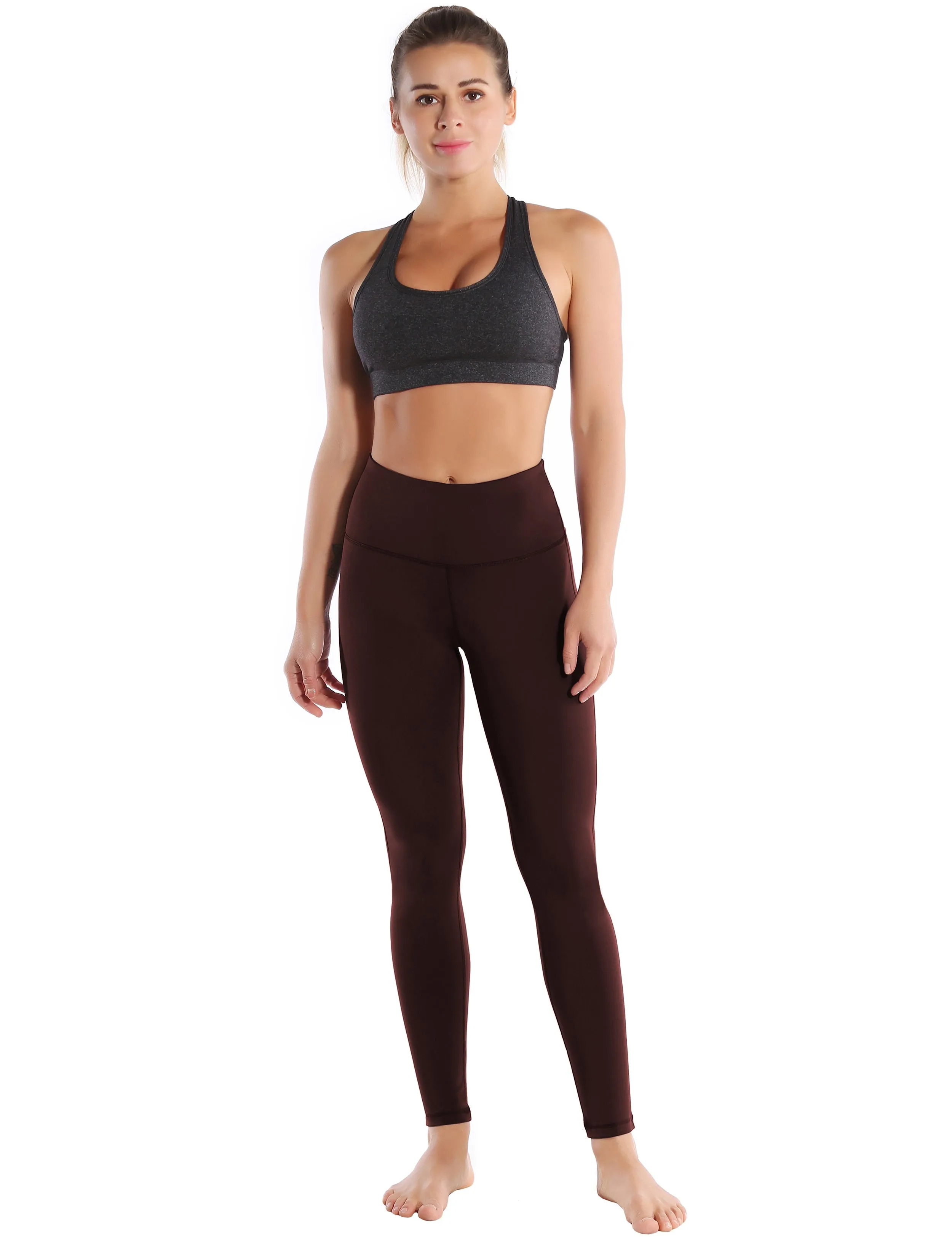 High Waist Side Line Biking Pants mahoganymaroon_Biking
