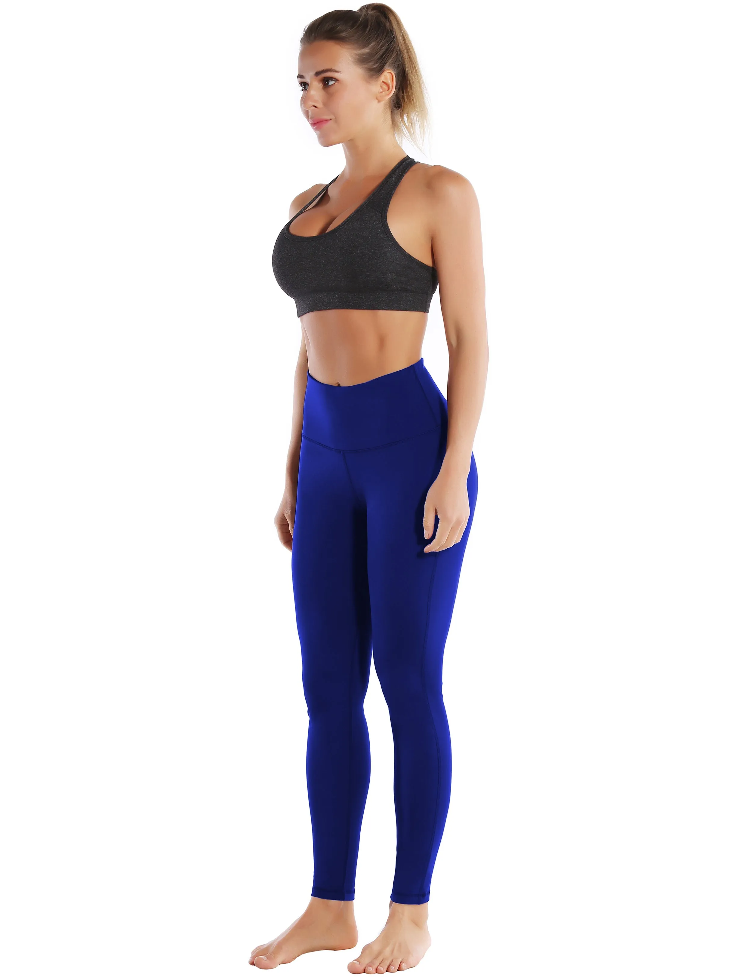 High Waist Side Line Biking Pants navy_Biking
