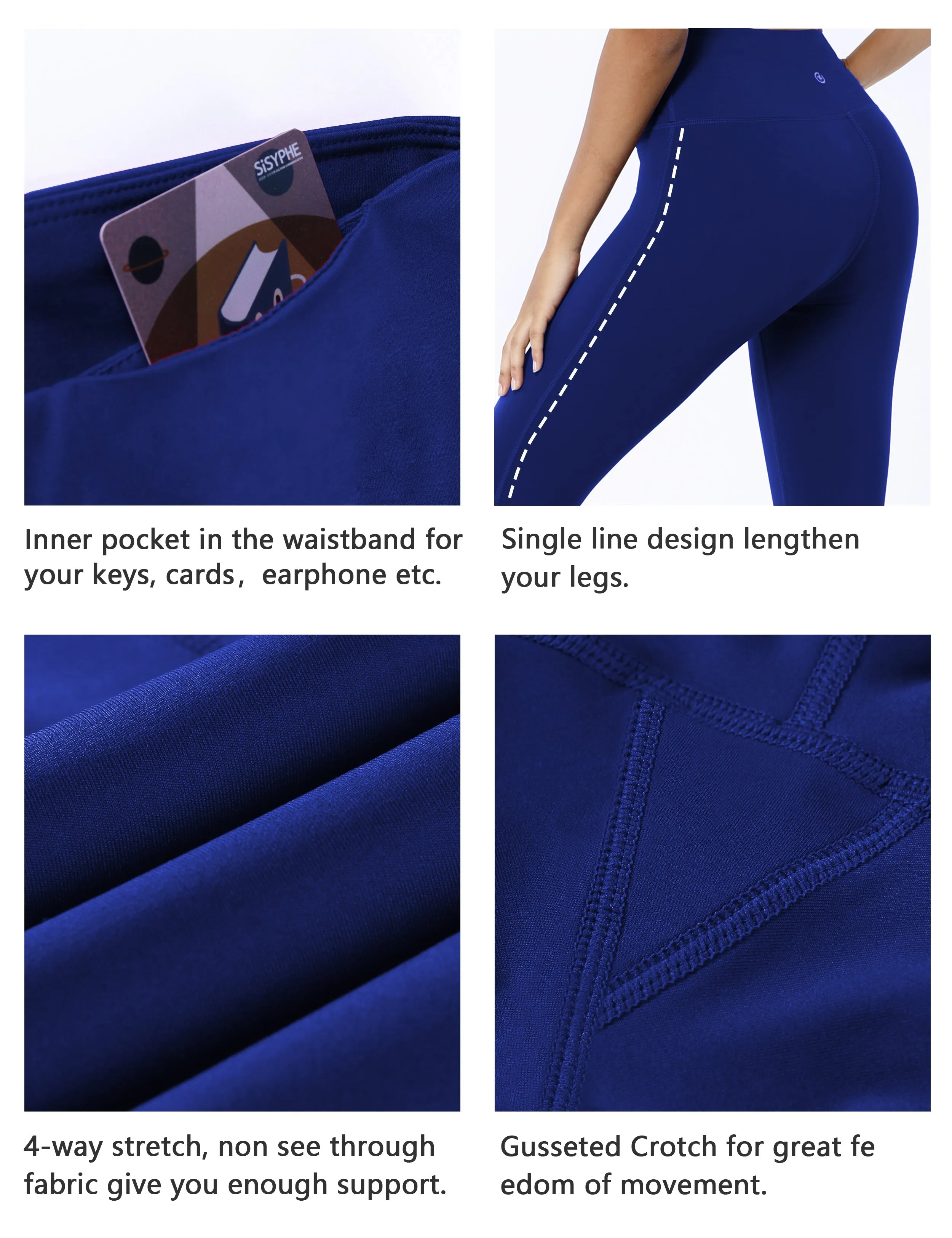High Waist Side Line Biking Pants navy_Biking