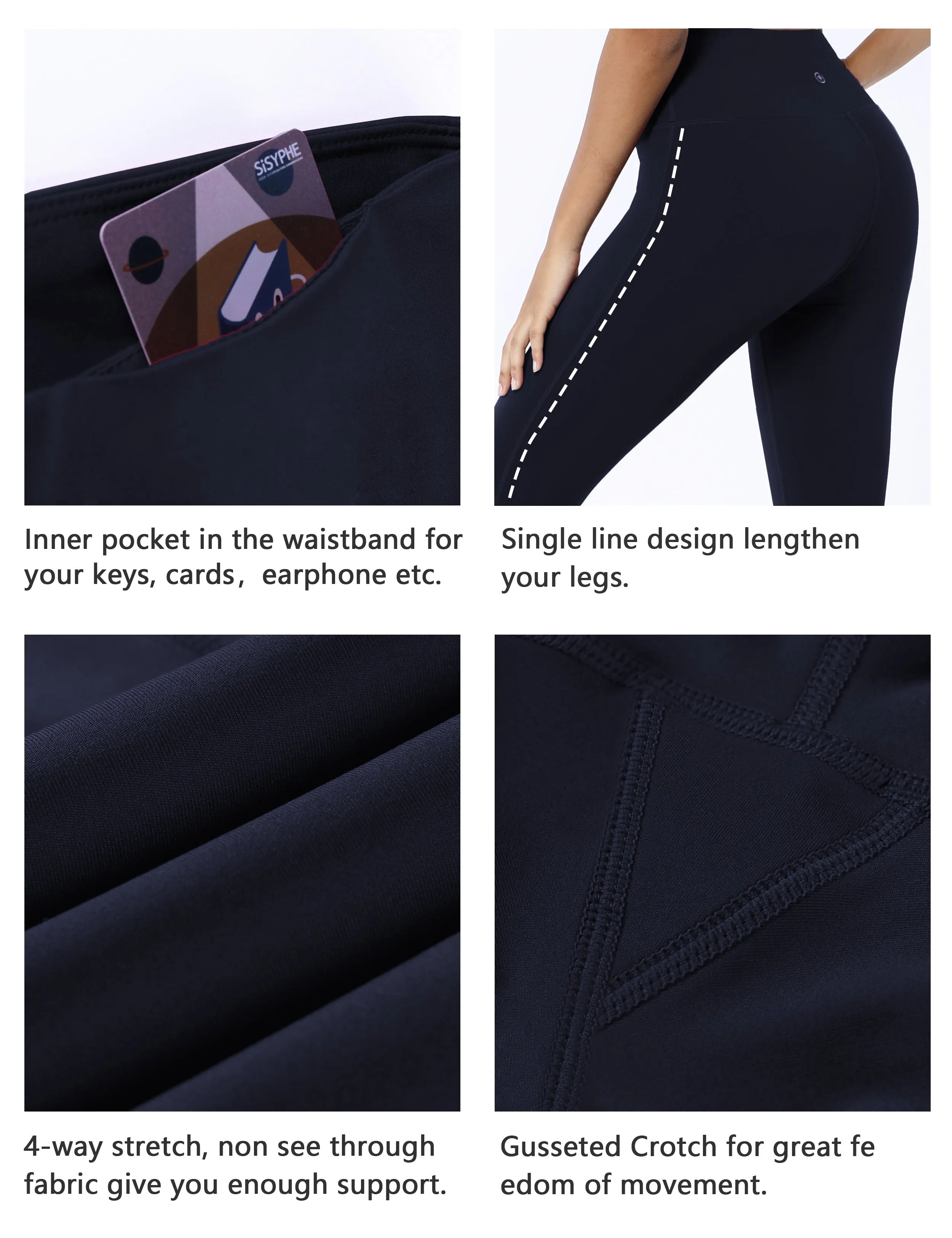 High Waist Side Line Yoga Pants darknavy_yoga