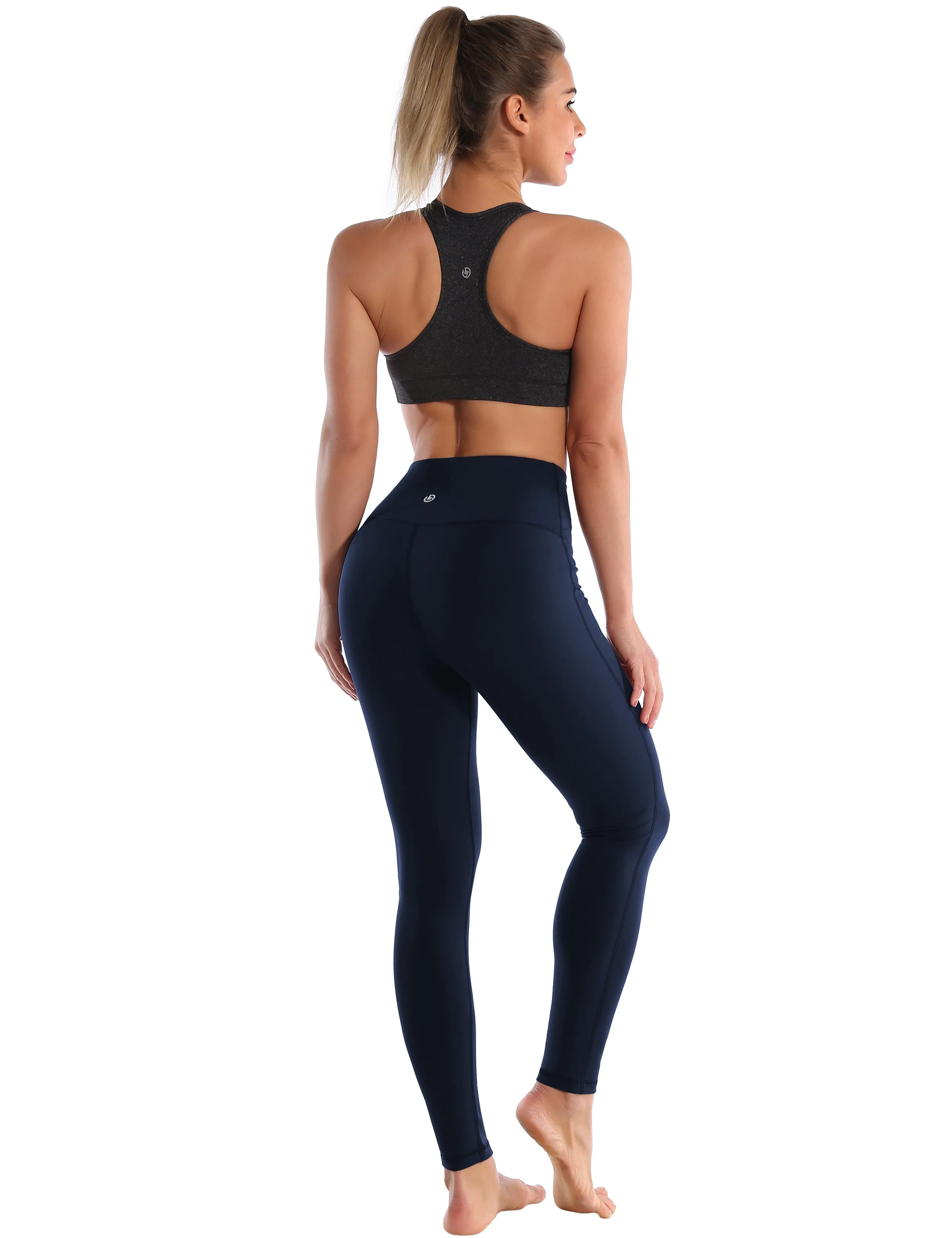 High Waist Side Line Yoga Pants darknavy_yoga