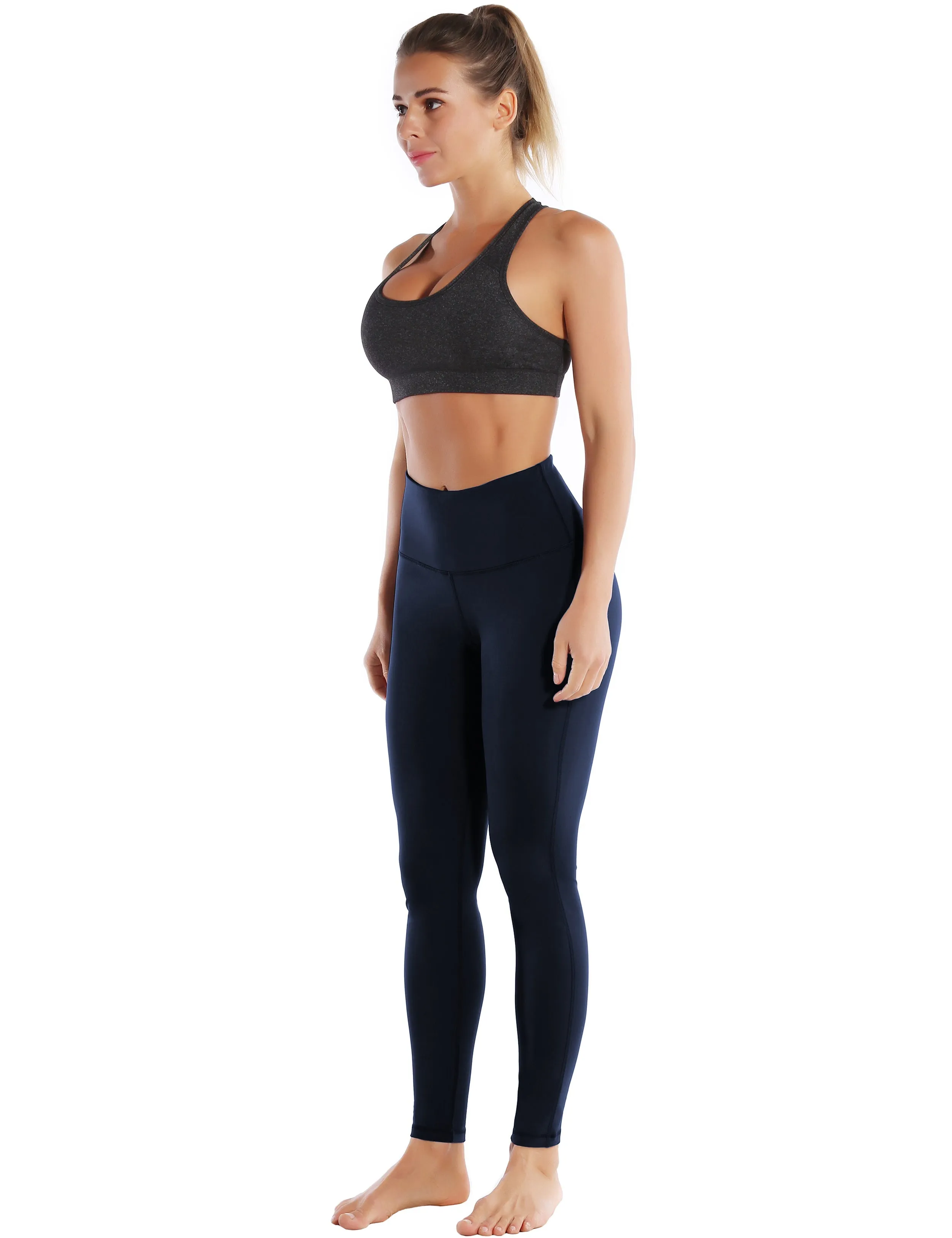 High Waist Side Line Yoga Pants darknavy_yoga