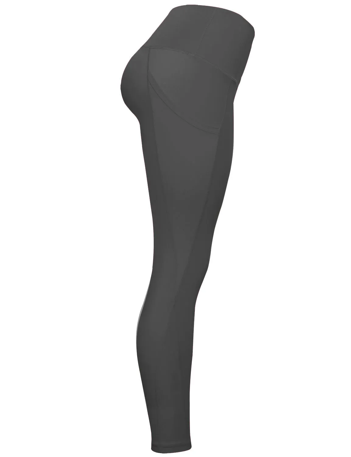 High Waist Side Pockets Biking Pants irongrey_Biking