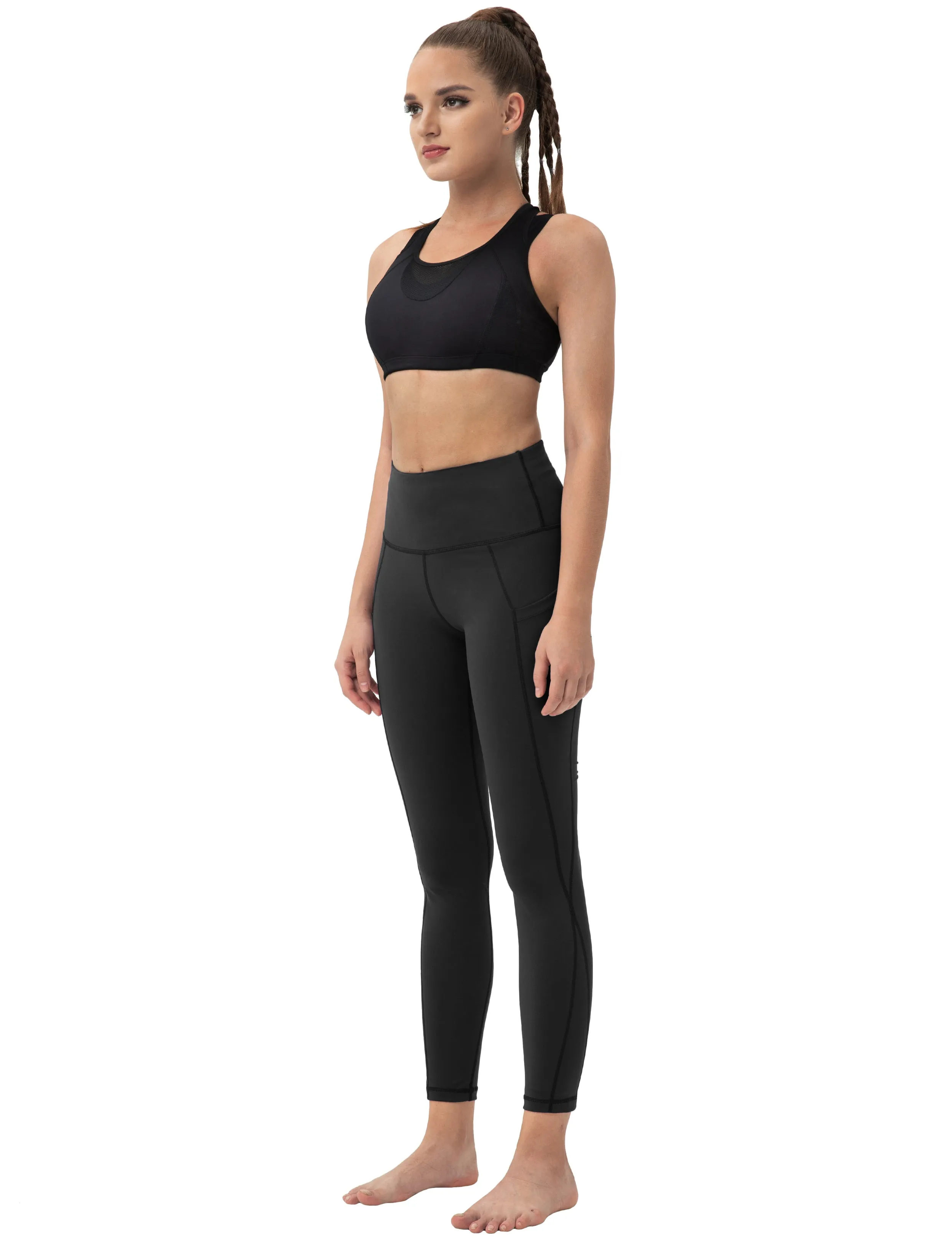 High Waist Side Pockets Golf Pants black_Golf