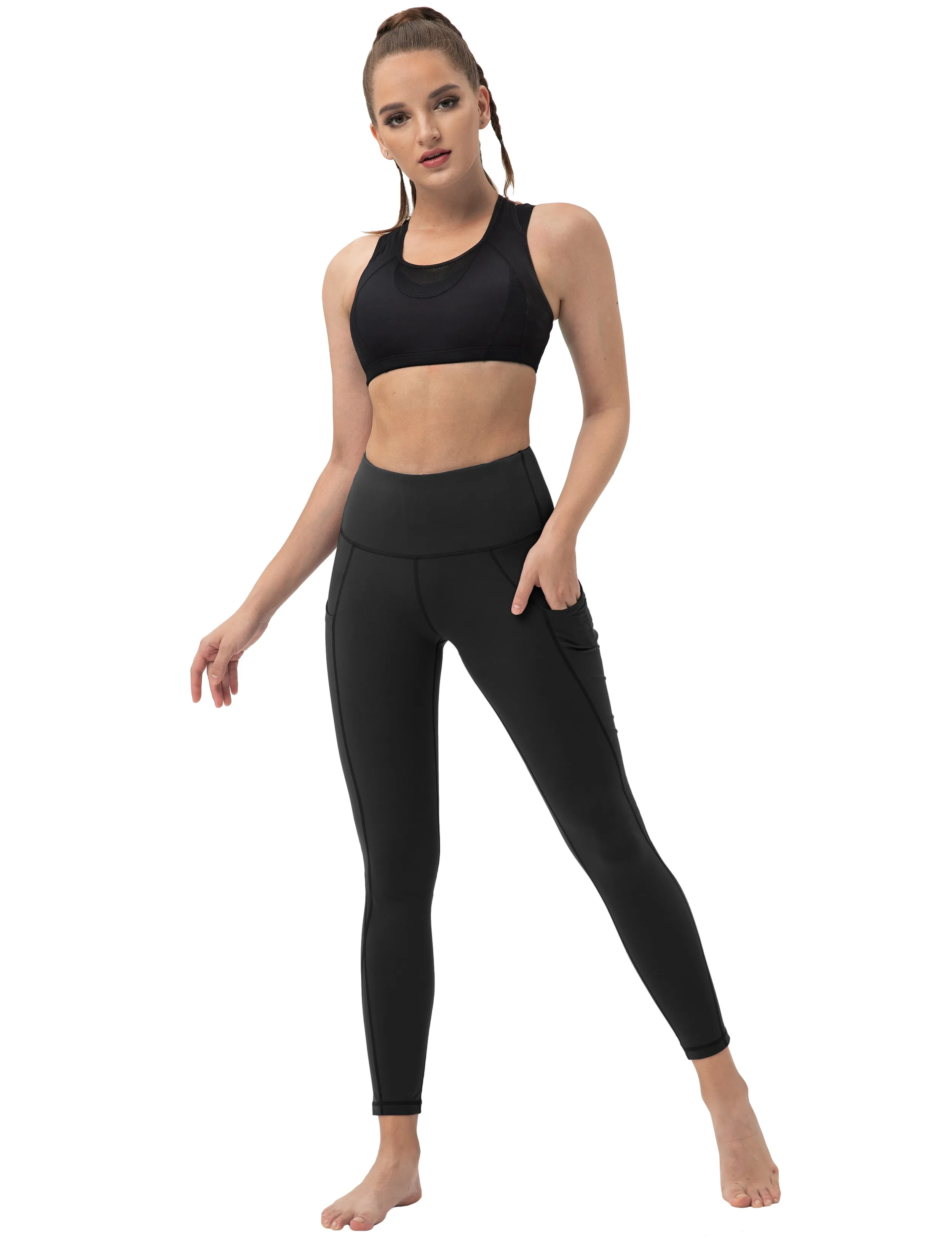 High Waist Side Pockets Golf Pants black_Golf