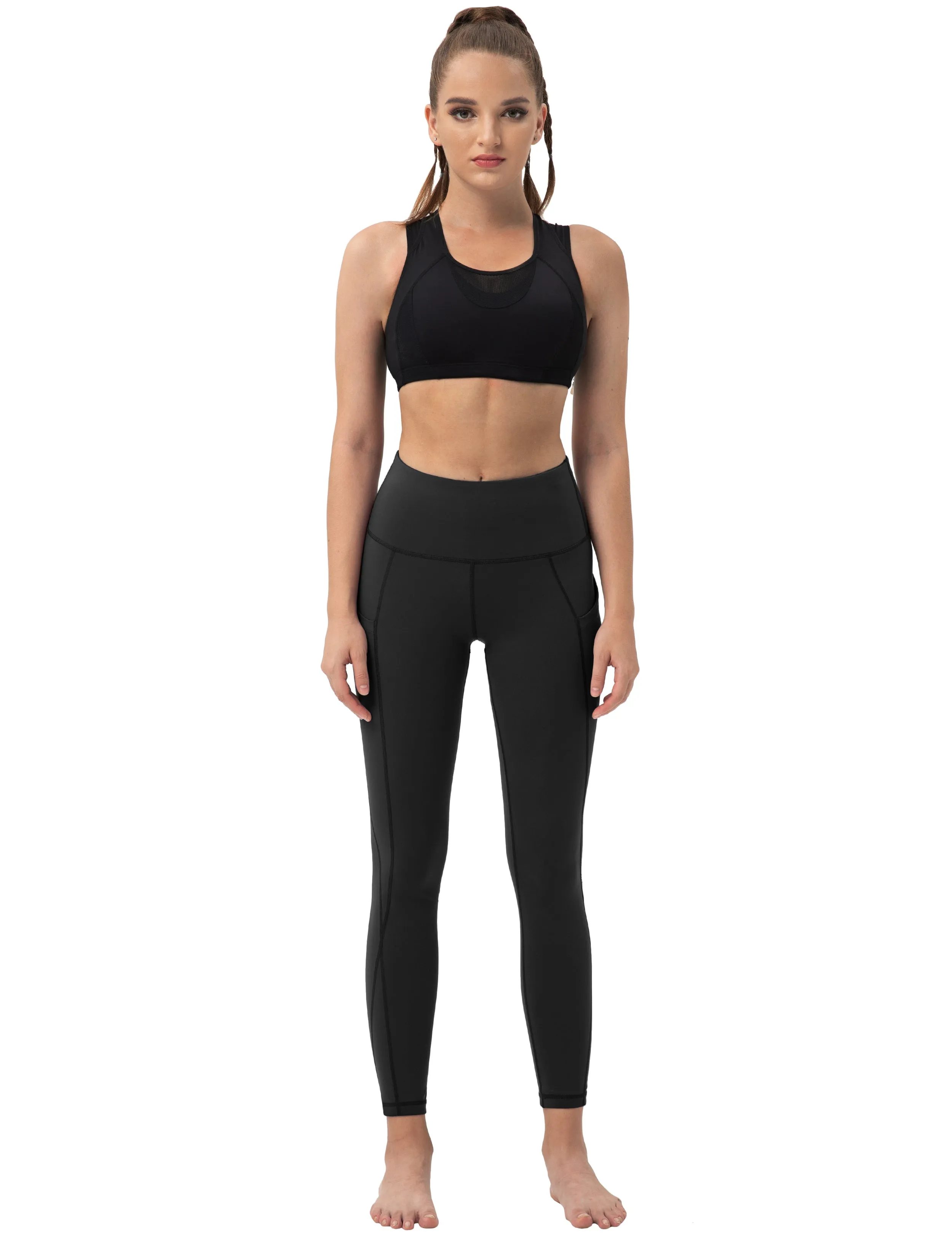 High Waist Side Pockets Golf Pants black_Golf