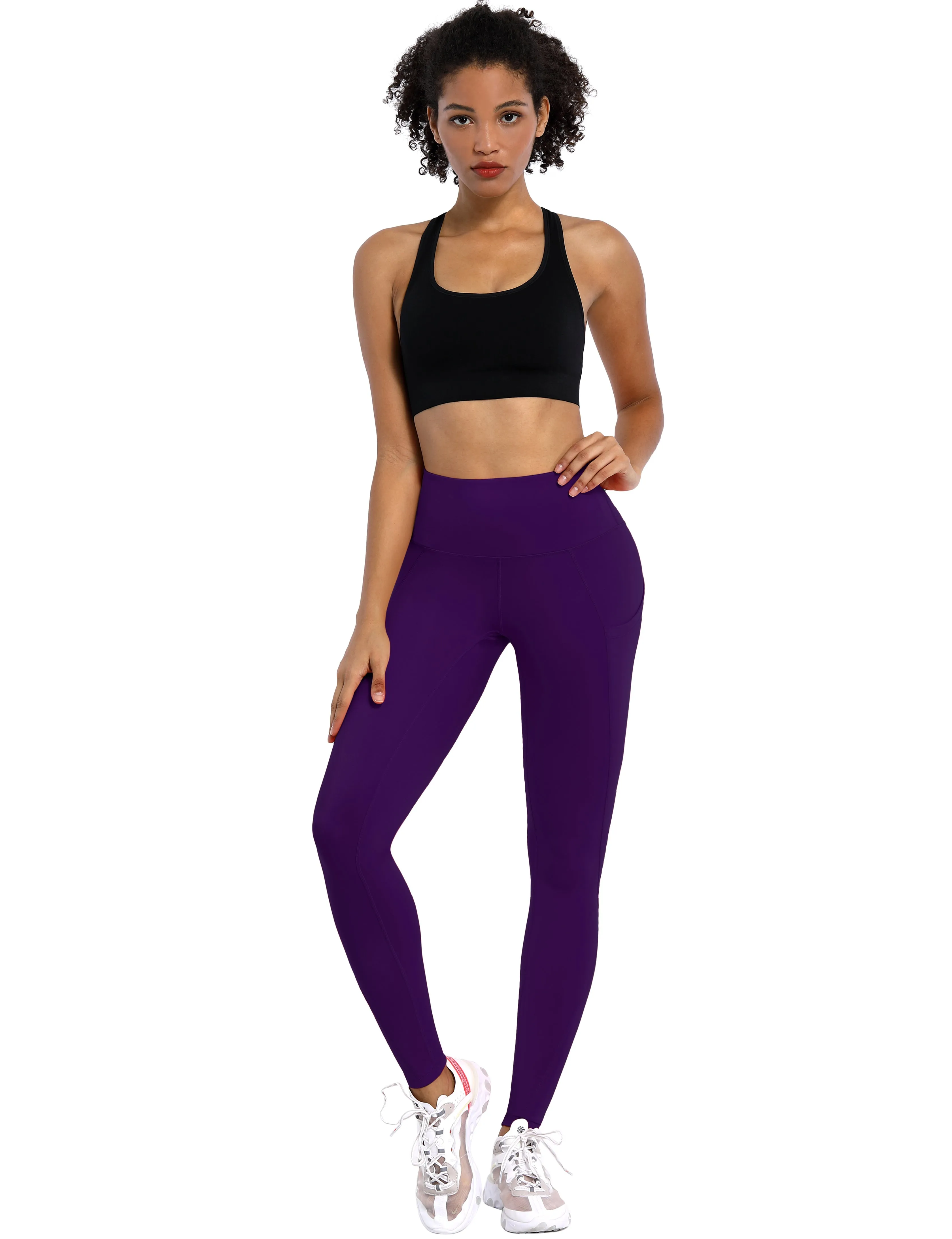 High Waist Side Pockets Jogging Pants pansypurple_Jogging