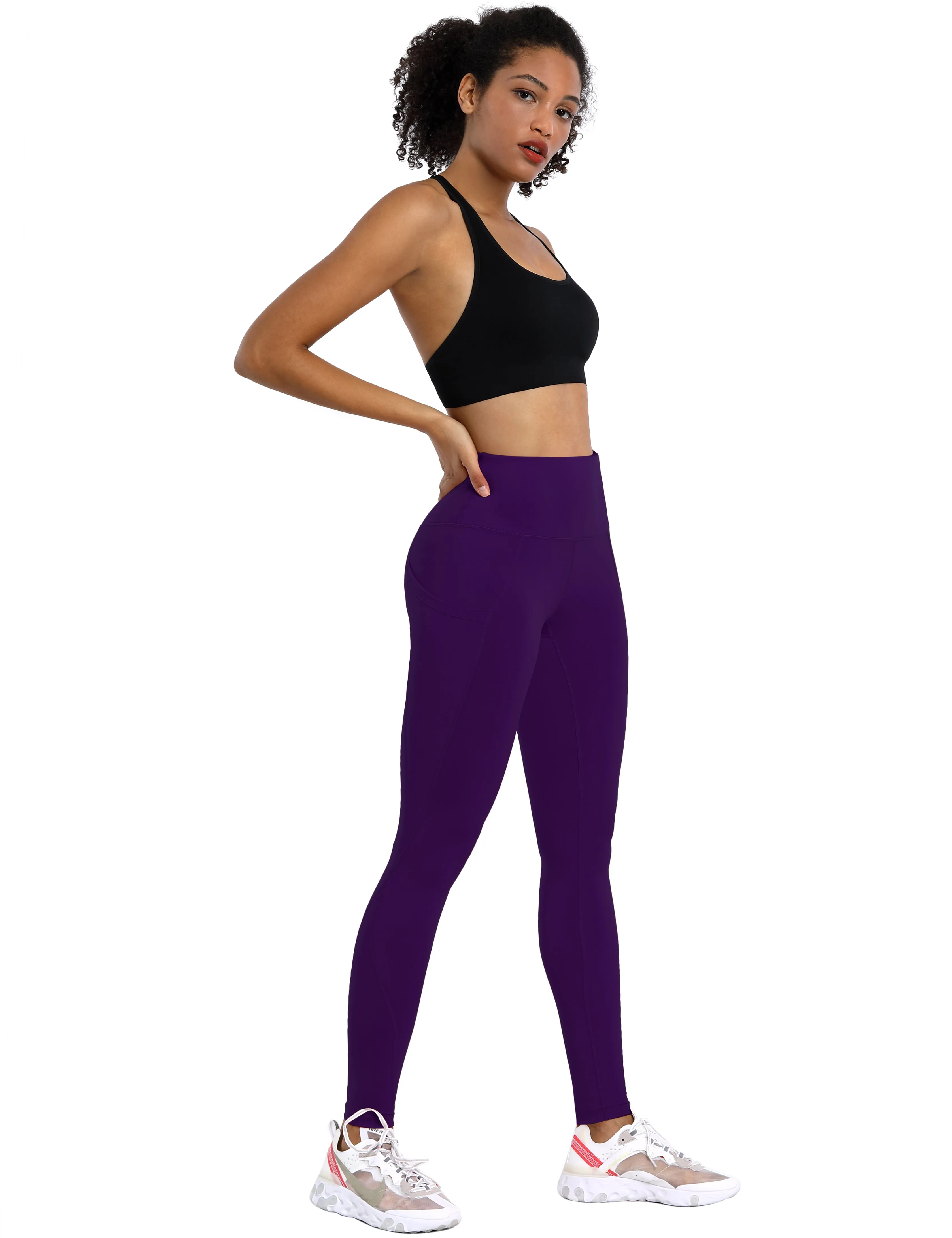 High Waist Side Pockets Jogging Pants pansypurple_Jogging