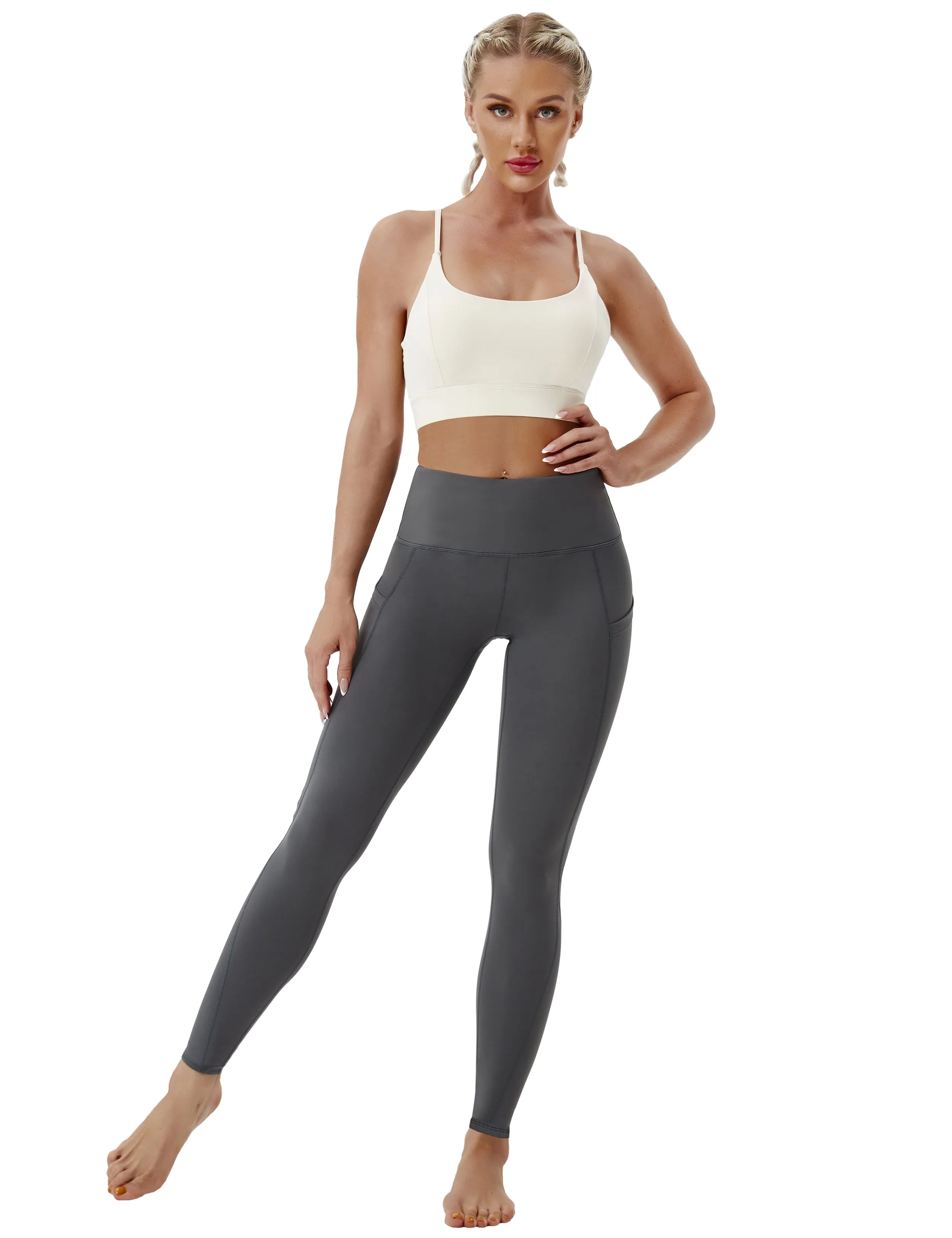 High Waist Side Pockets Pilates Pants shadowcharcoal_Pilates