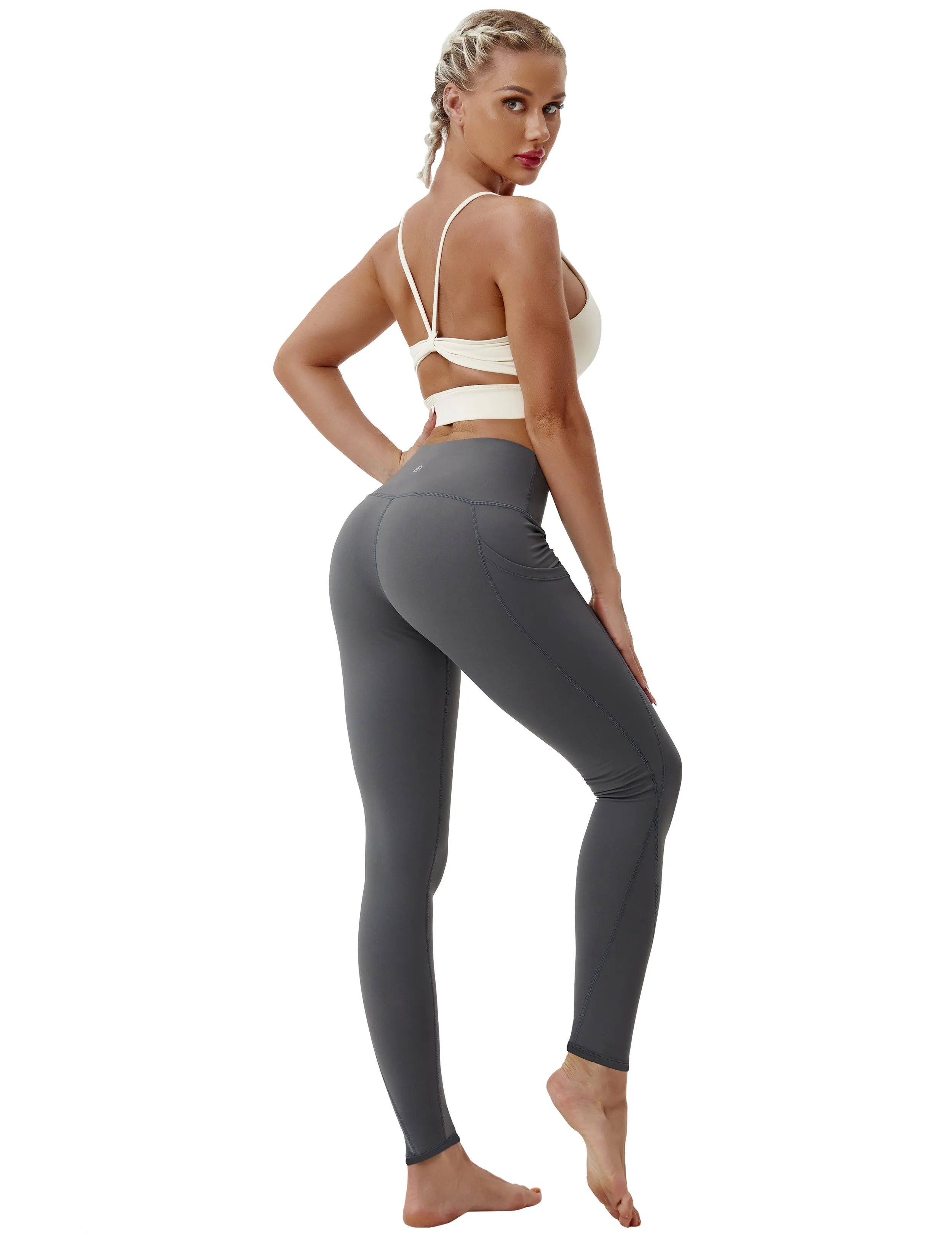 High Waist Side Pockets Pilates Pants shadowcharcoal_Pilates