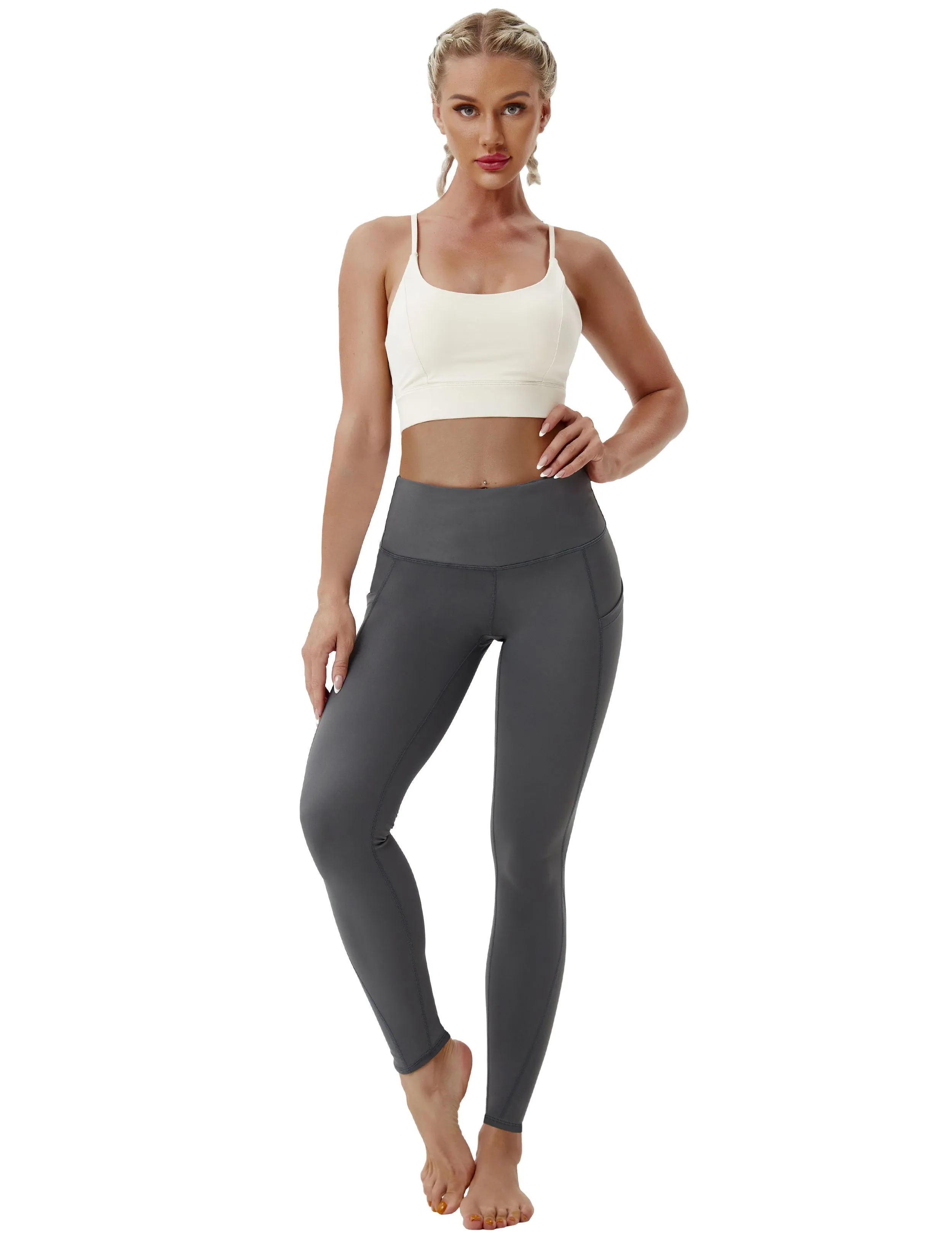 High Waist Side Pockets Pilates Pants shadowcharcoal_Pilates