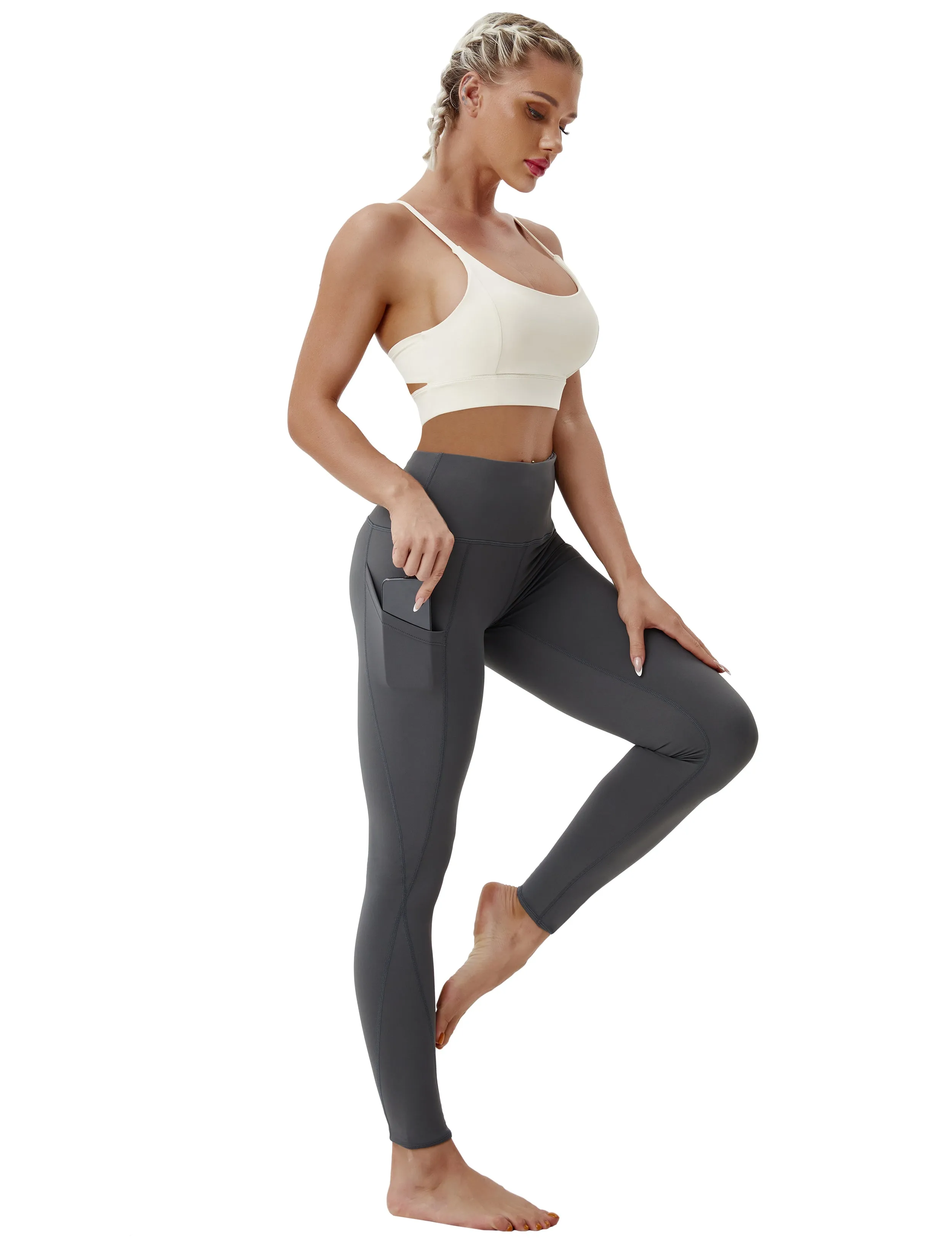 High Waist Side Pockets Pilates Pants shadowcharcoal_Pilates