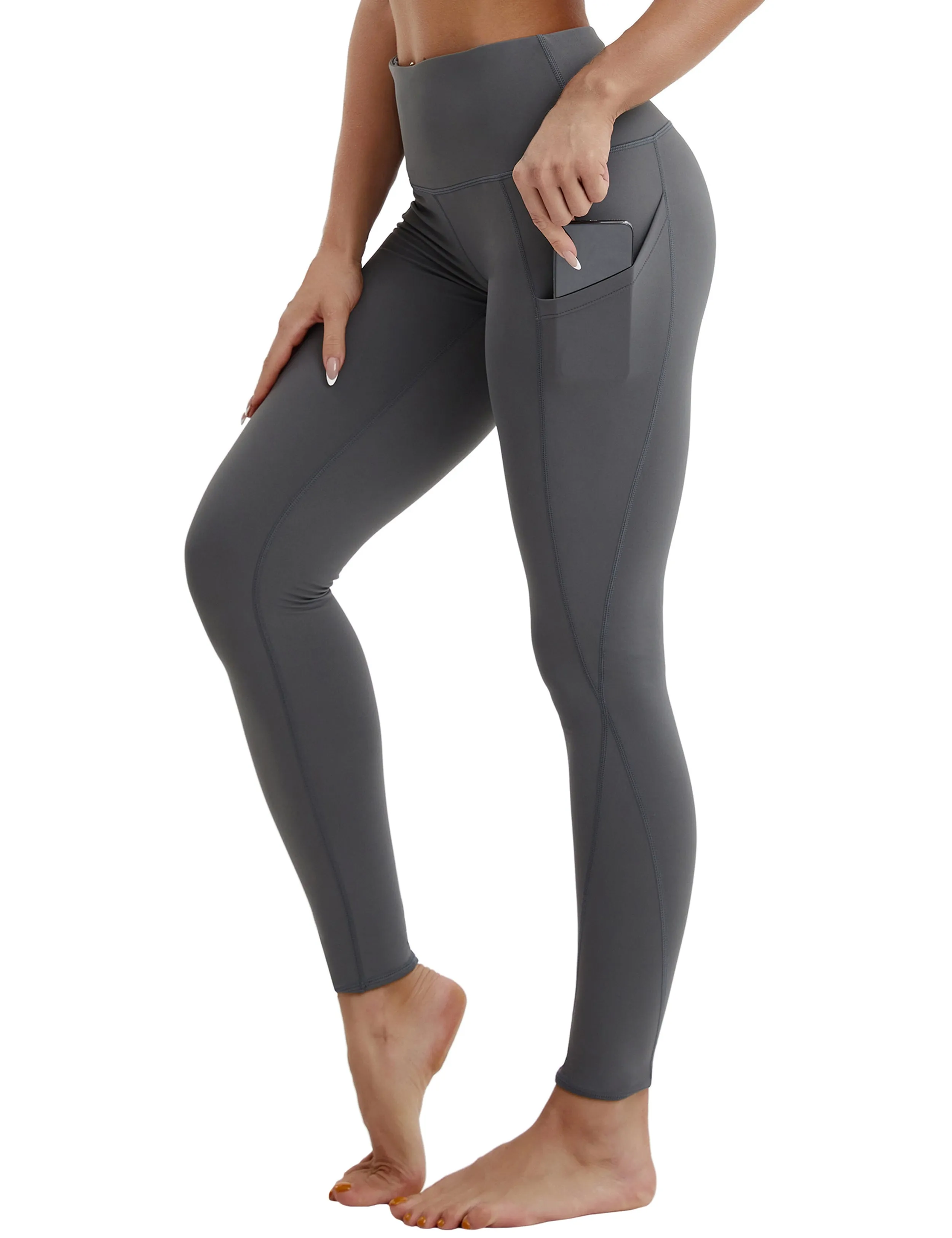 High Waist Side Pockets Pilates Pants shadowcharcoal_Pilates