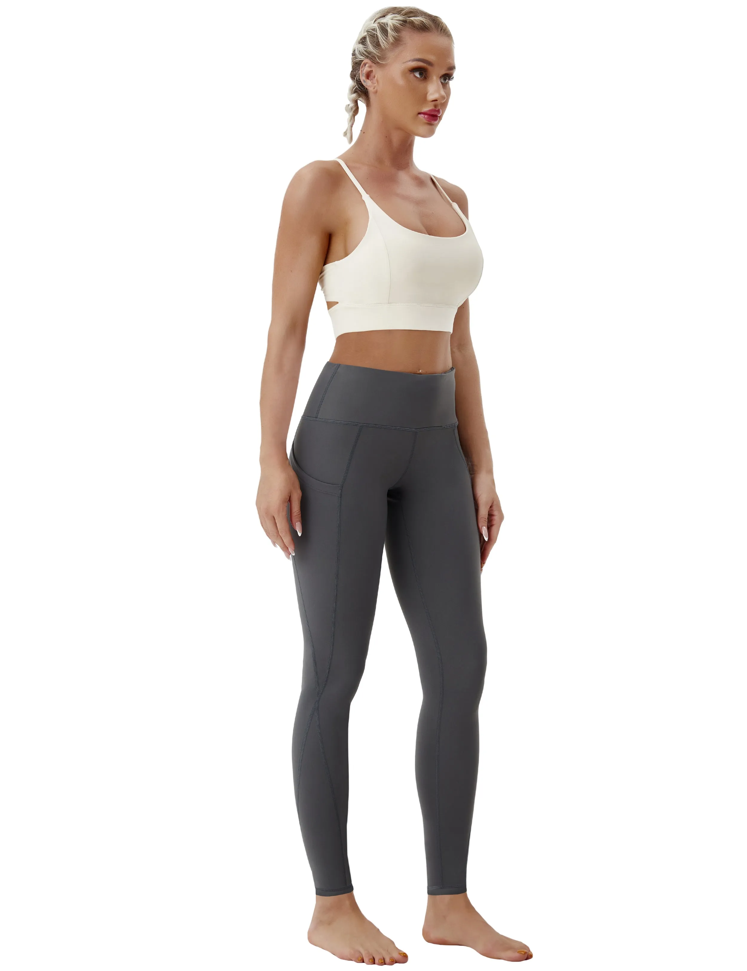 High Waist Side Pockets Pilates Pants shadowcharcoal_Pilates