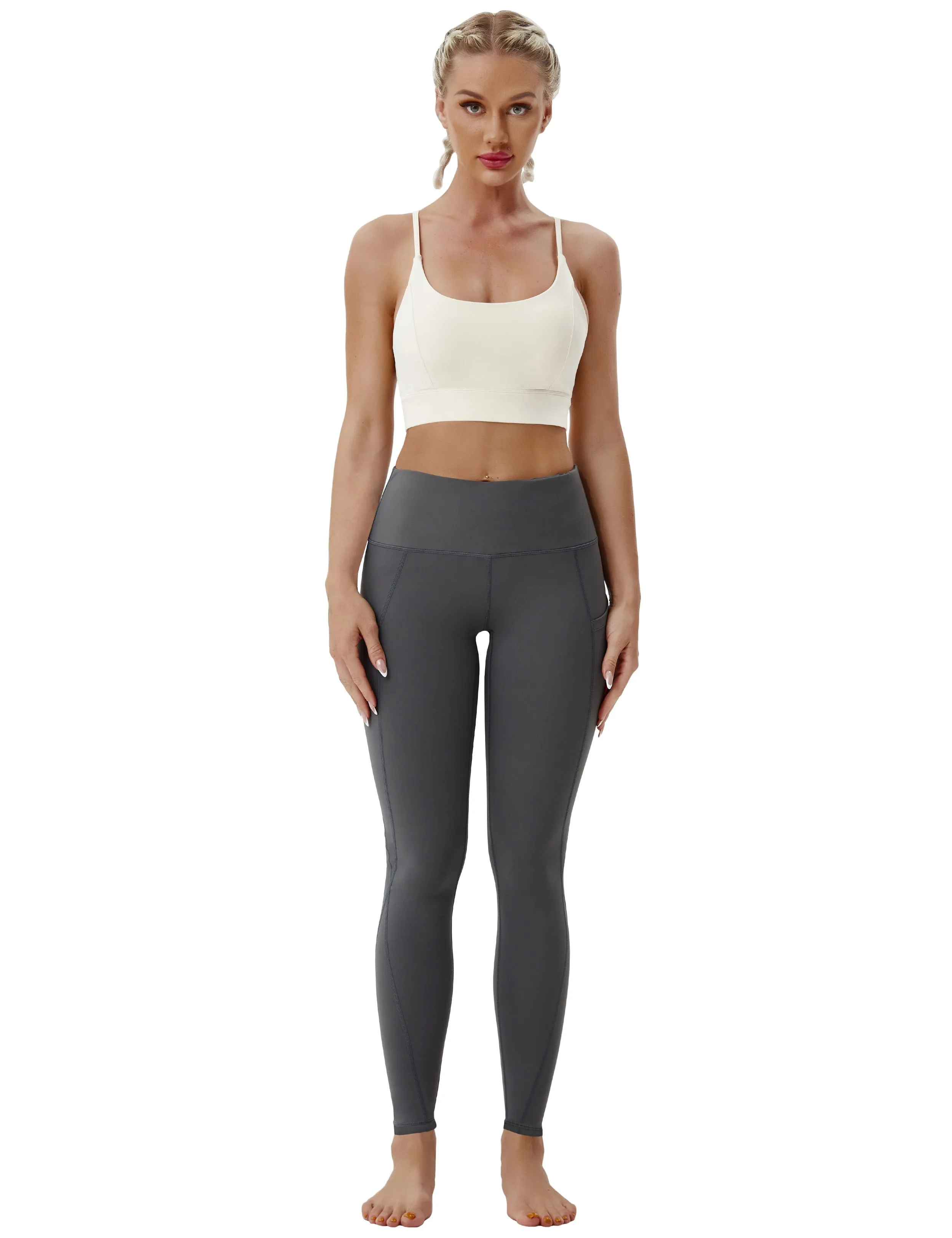 High Waist Side Pockets Pilates Pants shadowcharcoal_Pilates