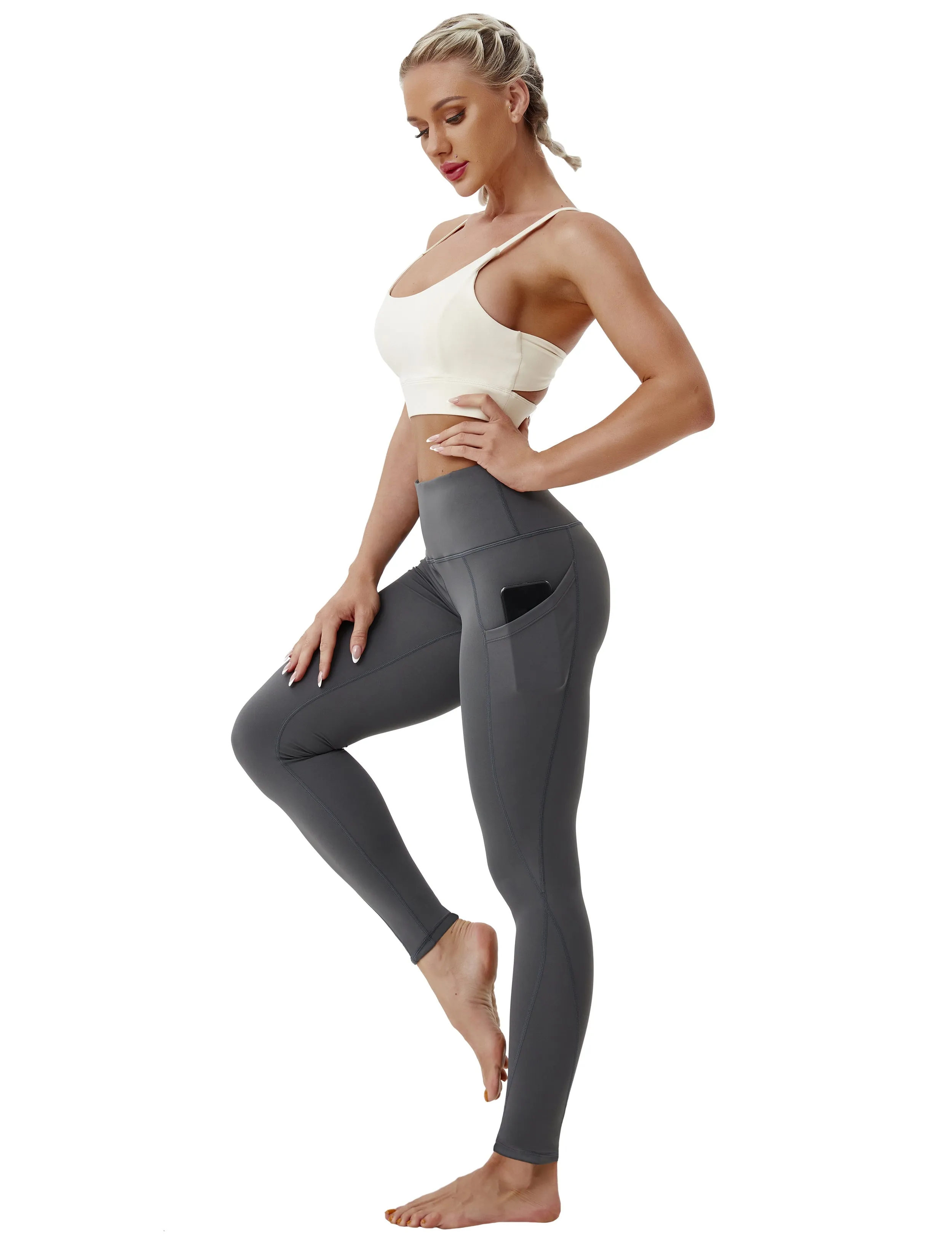 High Waist Side Pockets Pilates Pants shadowcharcoal_Pilates