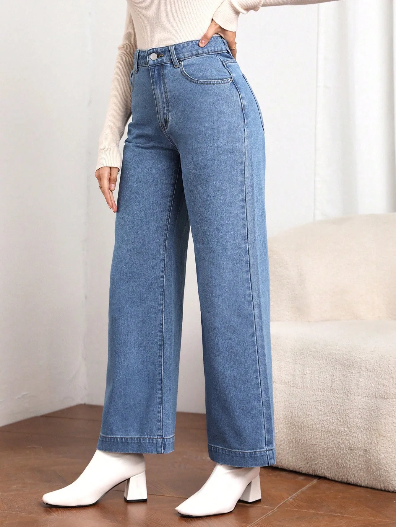High Waist Slant Pocket Cord Pants