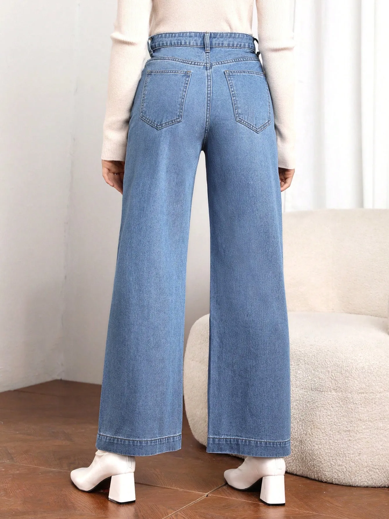 High Waist Slant Pocket Cord Pants