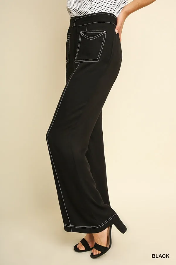High Waist Wide Leg Black Pant