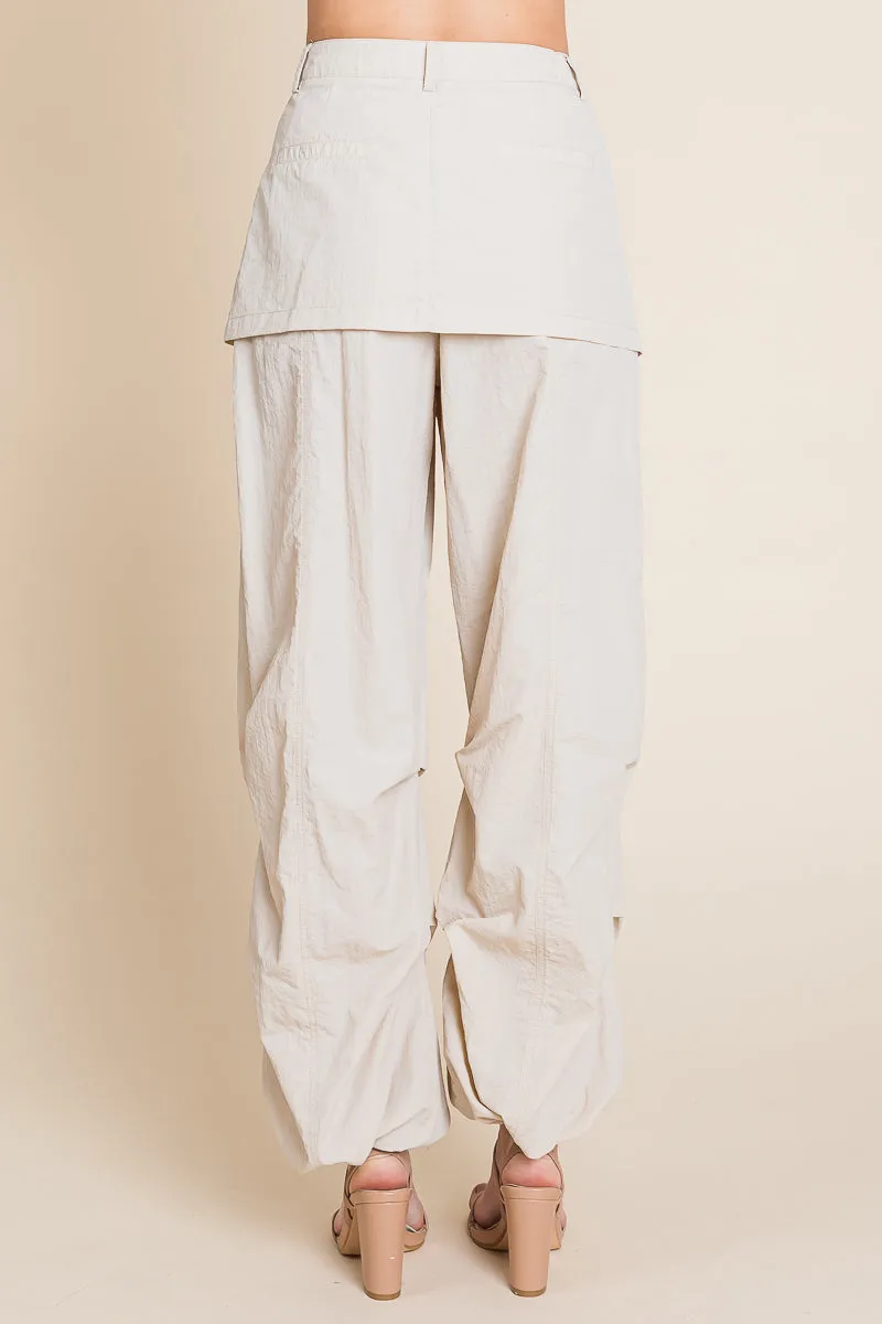 High Waisted Wide Leg Parachute Cargo Pants