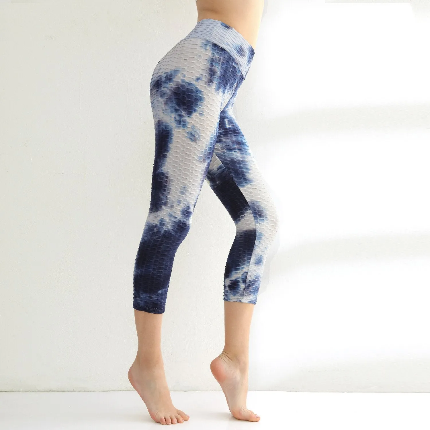 Hip Flattering Yoga Pants Europe Dye Bubble Fitting High Waist Hip-Flattering Leggings Activewear