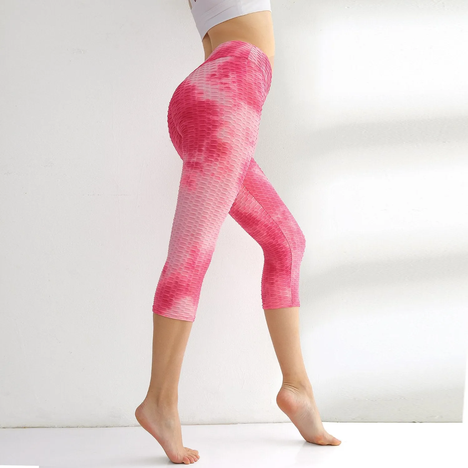 Hip Flattering Yoga Pants Europe Dye Bubble Fitting High Waist Hip-Flattering Leggings Activewear