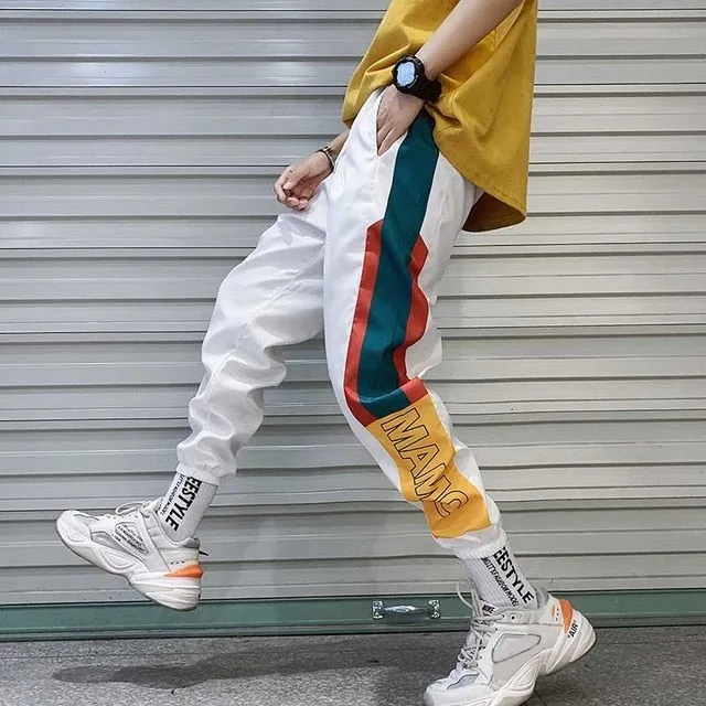 Hip Hop Joggers Men Letter Ribbons Cargo Pants Pockets Track Tactical Casual Techwear Male Trousers Sweatpants Sport Streetwear