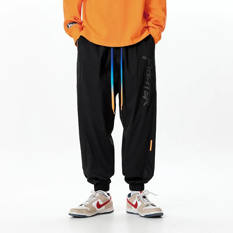 Hip Hop Joggers Men Letter Ribbons Cargo Pants Pockets Track Tactical Casual Techwear Male Trousers Sweatpants Sport Streetwear