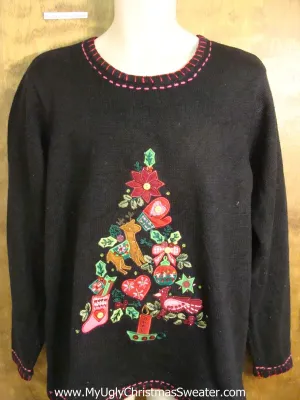 Holiday Sweater with a Collage Tree