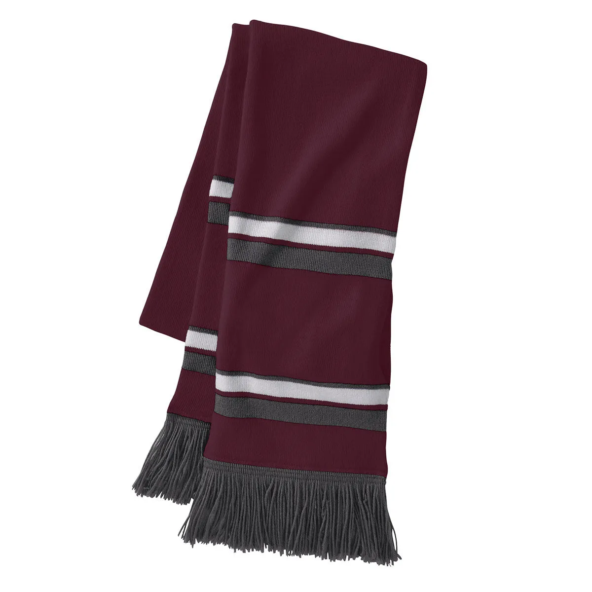 Holloway Maroon/White/Graphite Acrylic Rib Knit Comeback Scarf