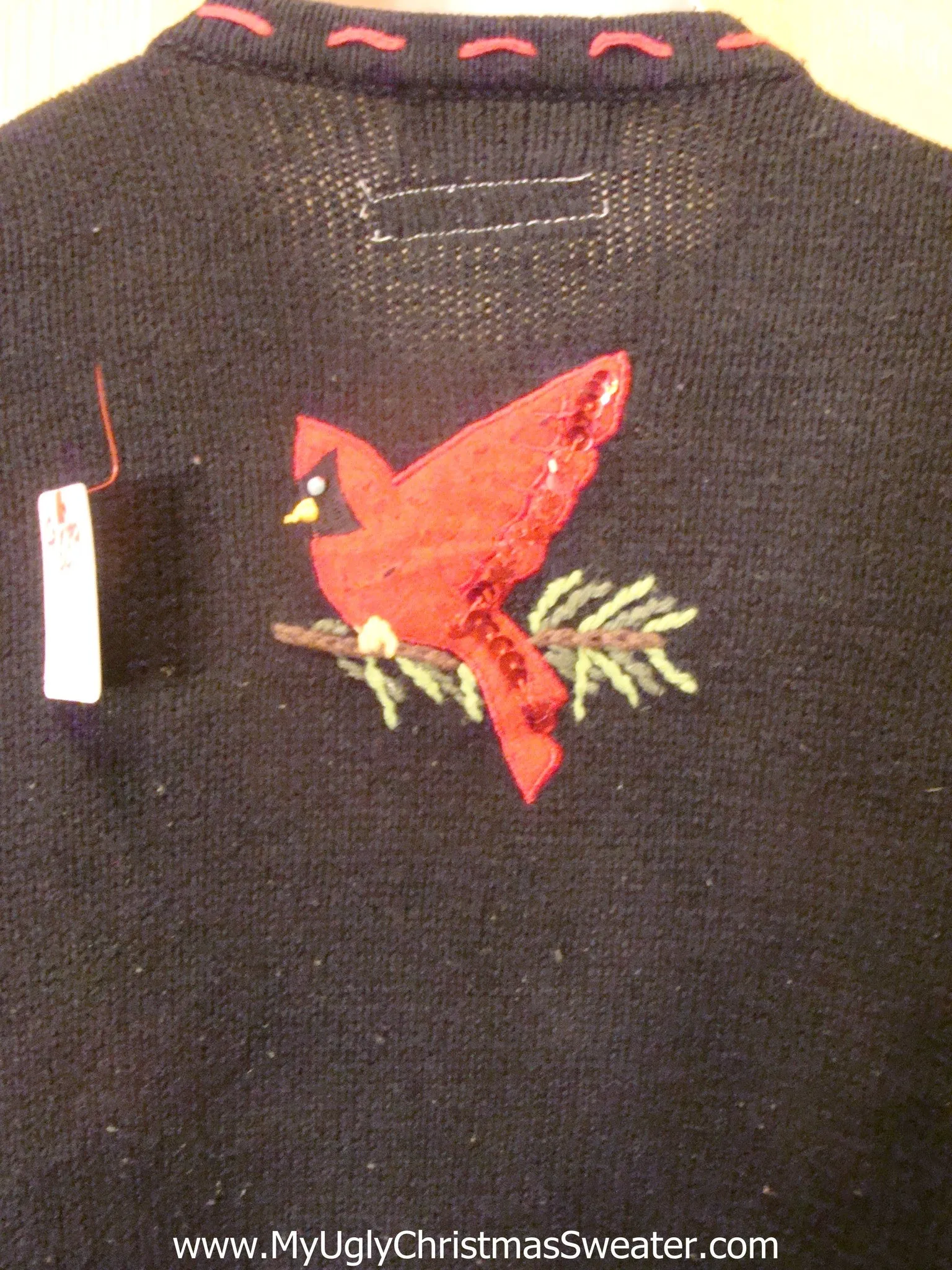 Horrible 2sided Light Up Ugly Xmas Sweater with Red Cardigals