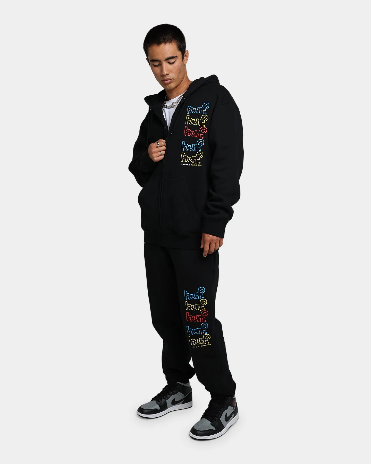 HUF Drop Out Stack Full Zip Hoodie Black
