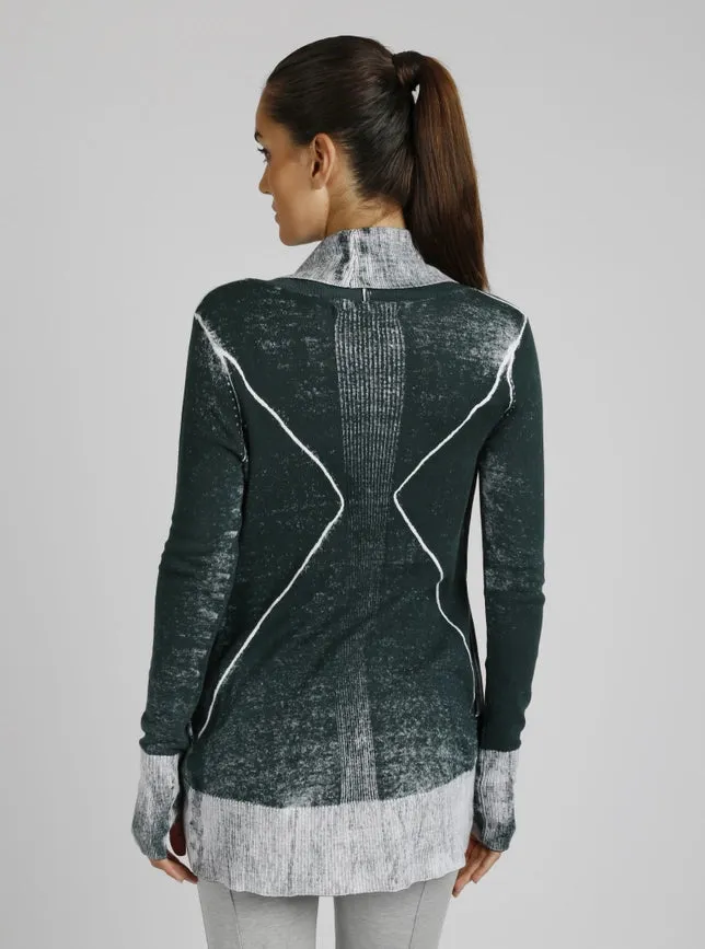 Huntress Drape Front Cardigan Rain Forest