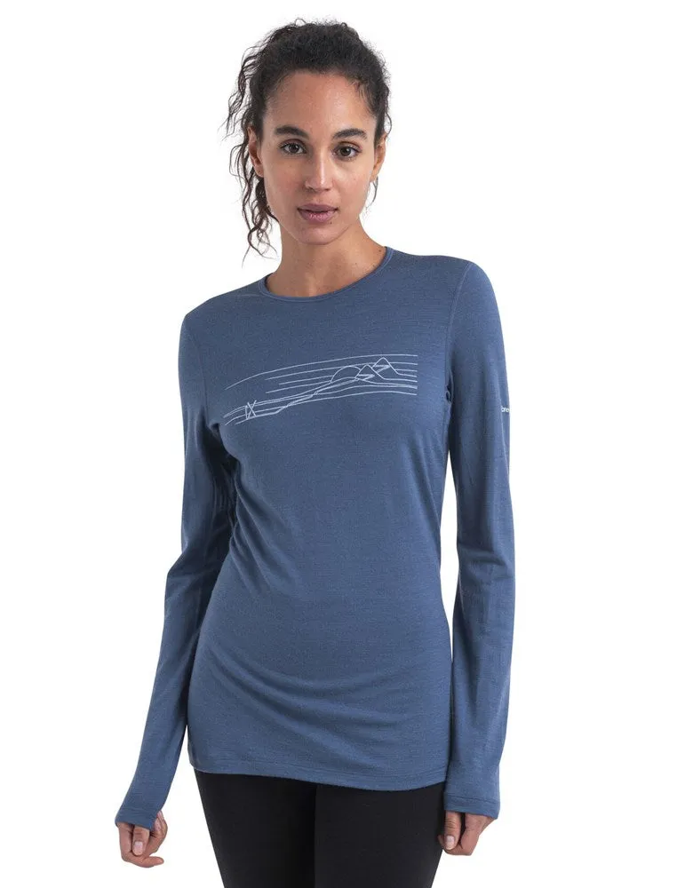 Icebreaker 200 Oasis Long Sleeve Women's Thermal Top Ski Stripes - Dawn