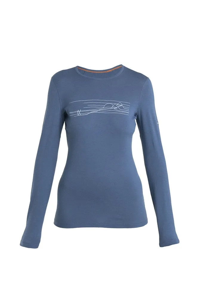 Icebreaker 200 Oasis Long Sleeve Women's Thermal Top Ski Stripes - Dawn