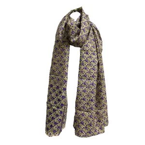 Indian ethnic Vintage Silk Paisley Floral Ethnic Purple and Green Printed Boho Large Scarf Wrap shawl