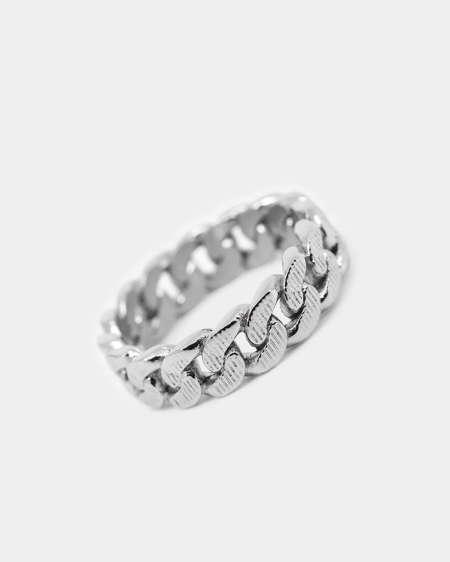 Infra Steel Cut Cuban Ring Stainless Steel