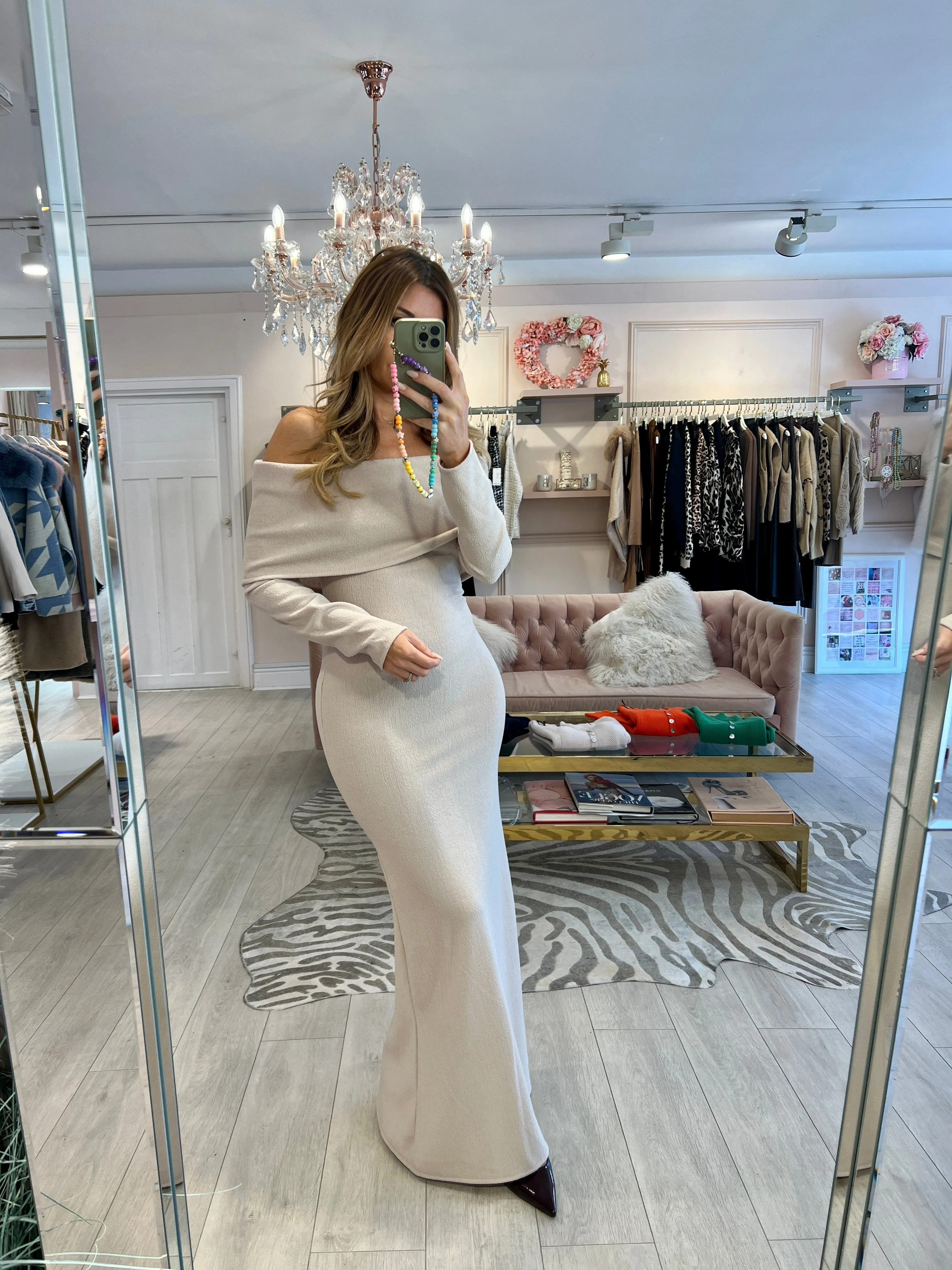 ISOBEL BARDOT DRESS CREAM