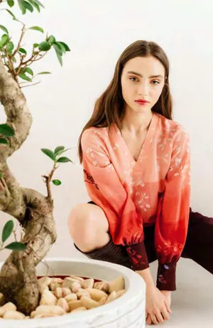 Ivko Indigo Pattern Print Blouse/Top