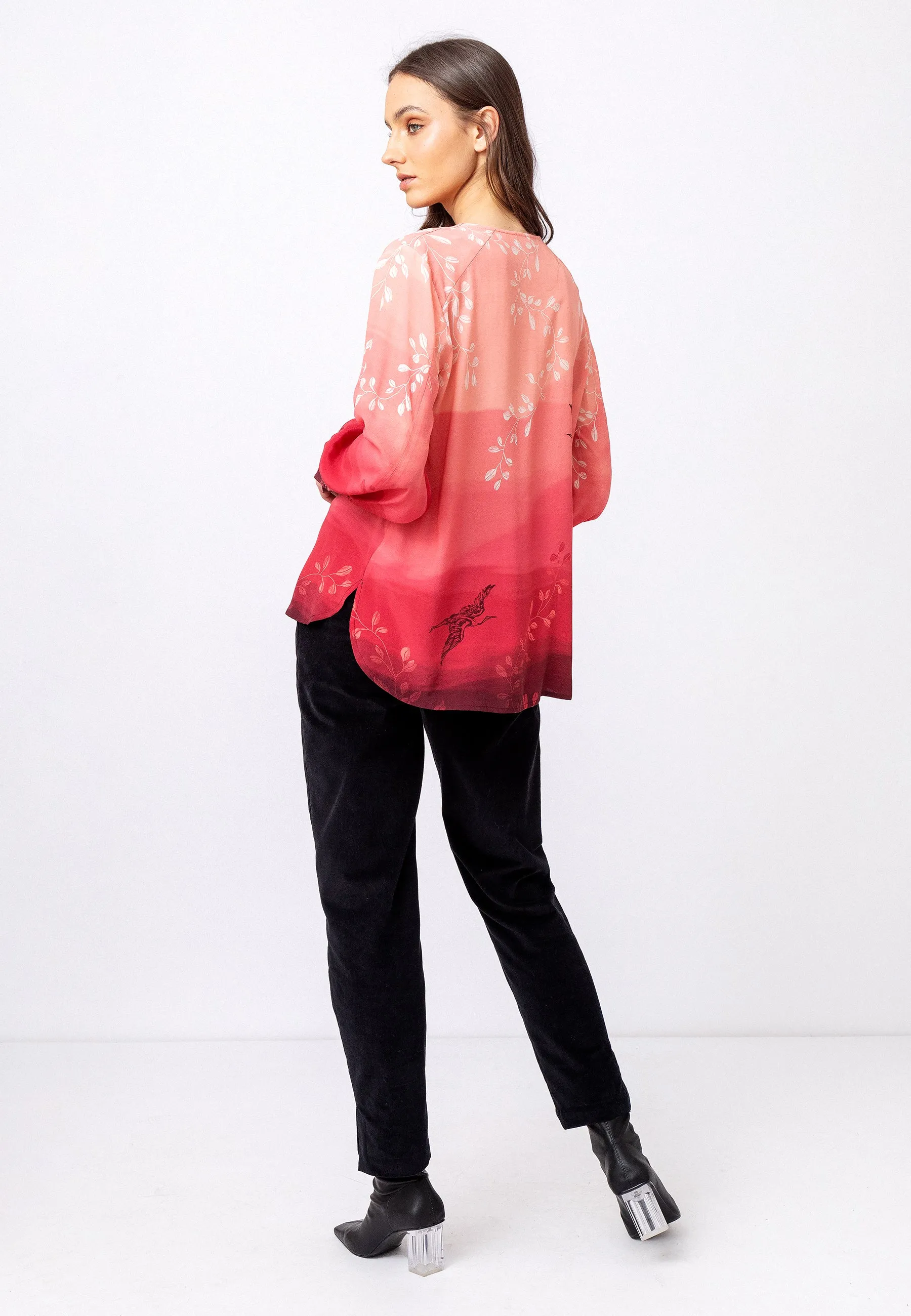 Ivko Indigo Pattern Print Blouse/Top