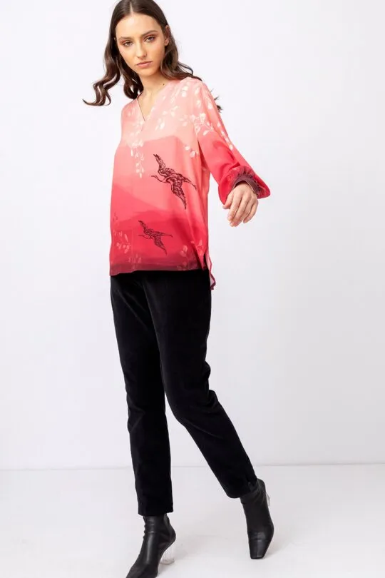 Ivko Indigo Pattern Print Blouse/Top
