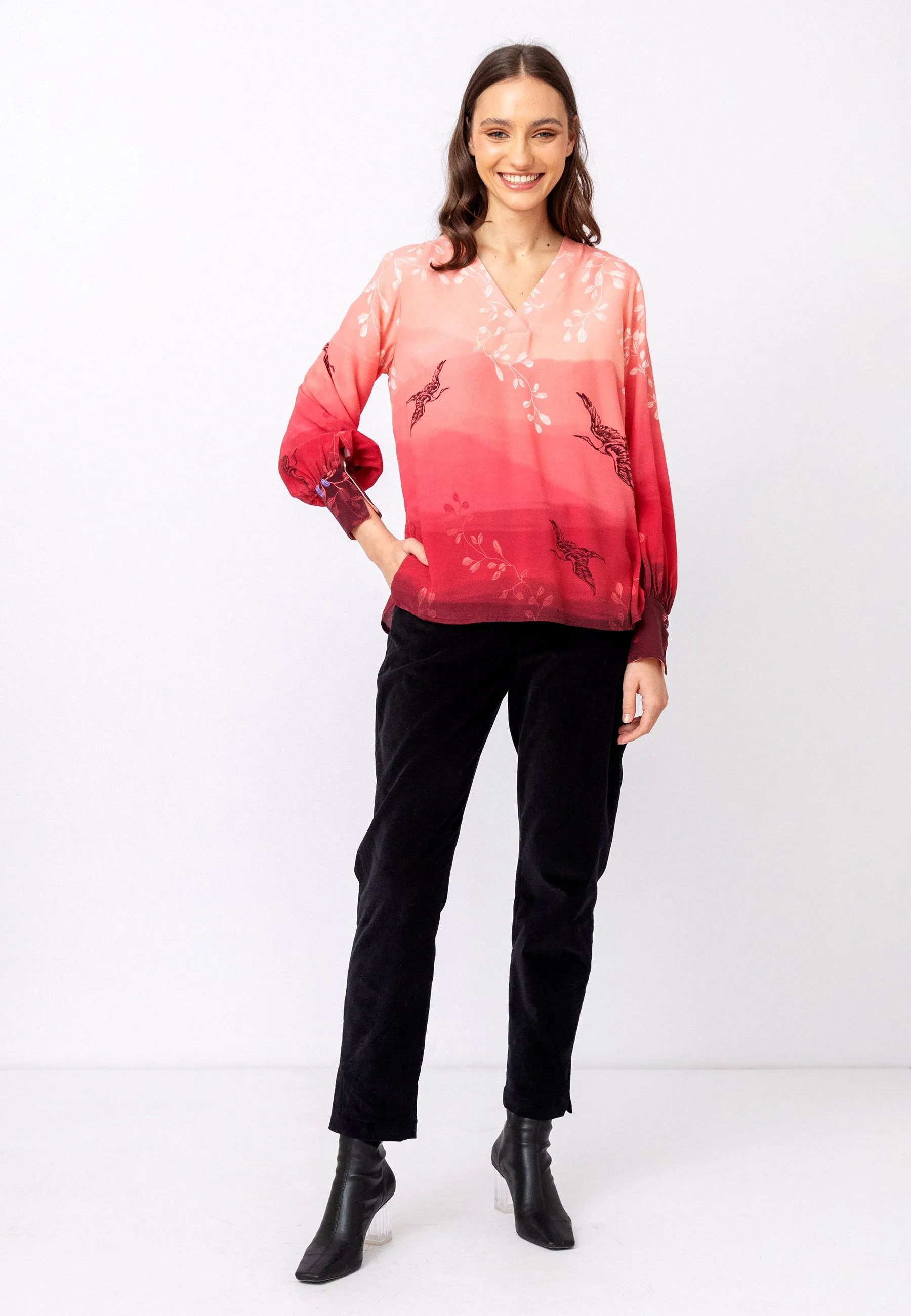 Ivko Indigo Pattern Print Blouse/Top