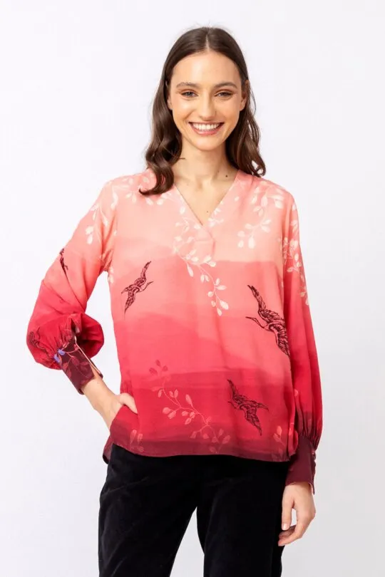 Ivko Indigo Pattern Print Blouse/Top