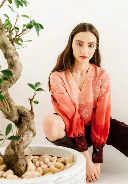 Ivko Indigo Pattern Print Blouse/Top