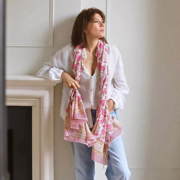Jaipur Flower Block Printed Scarf