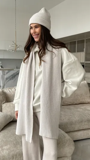 JANA KNITTED RIBBED SCARF - IVORY