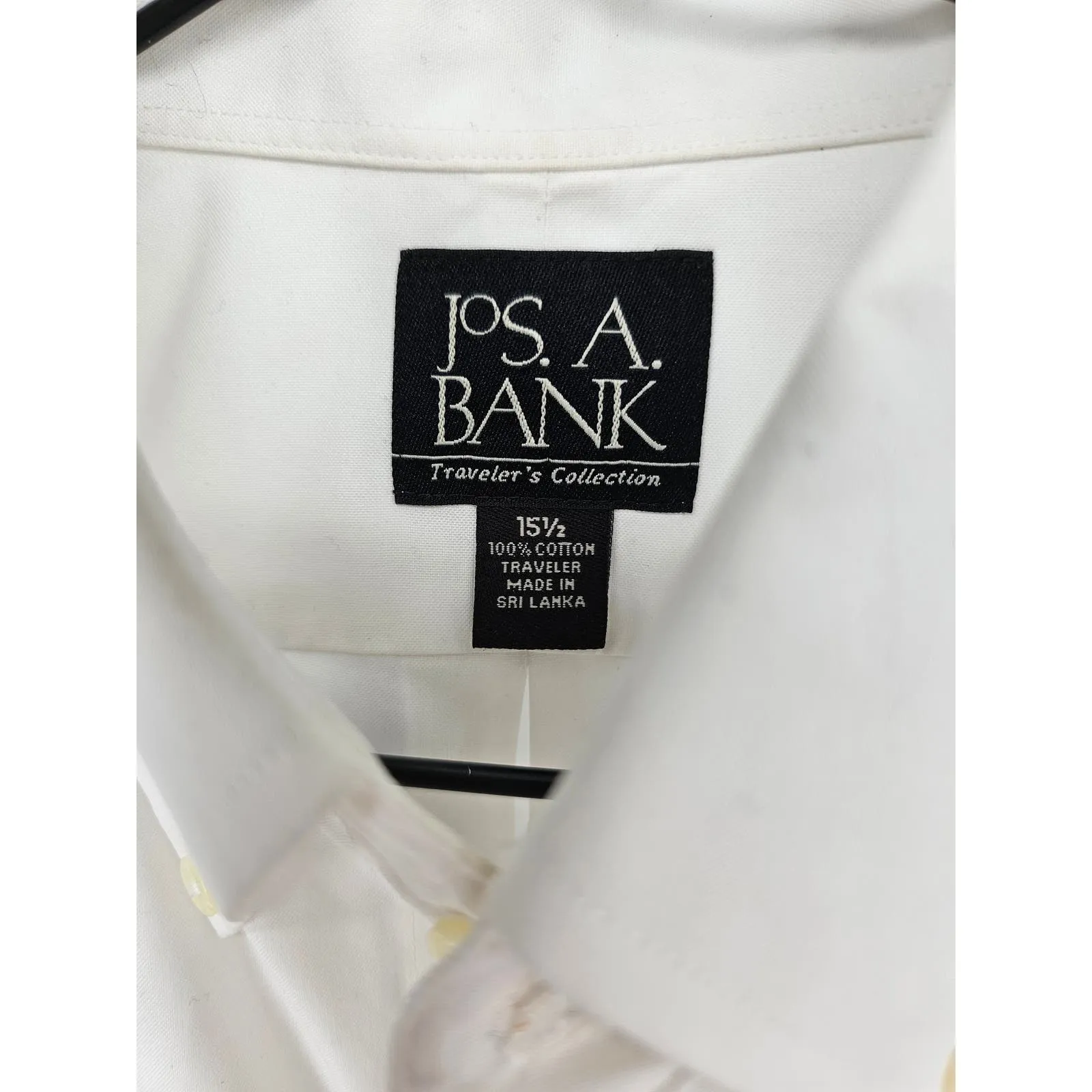 Jos A Bank Mens Sz 15 1/2 Short Sleeve Dress Shirt White Travelers Collection