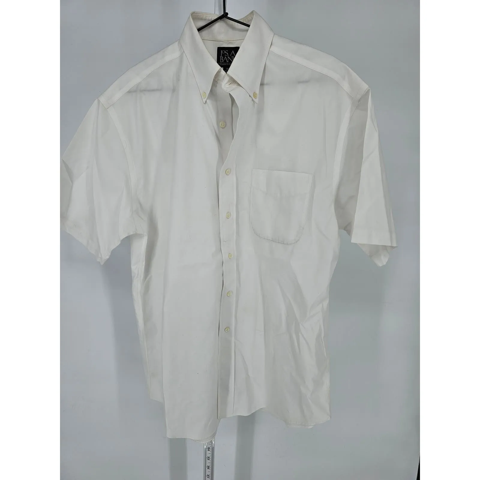 Jos A Bank Mens Sz 15 1/2 Short Sleeve Dress Shirt White Travelers Collection