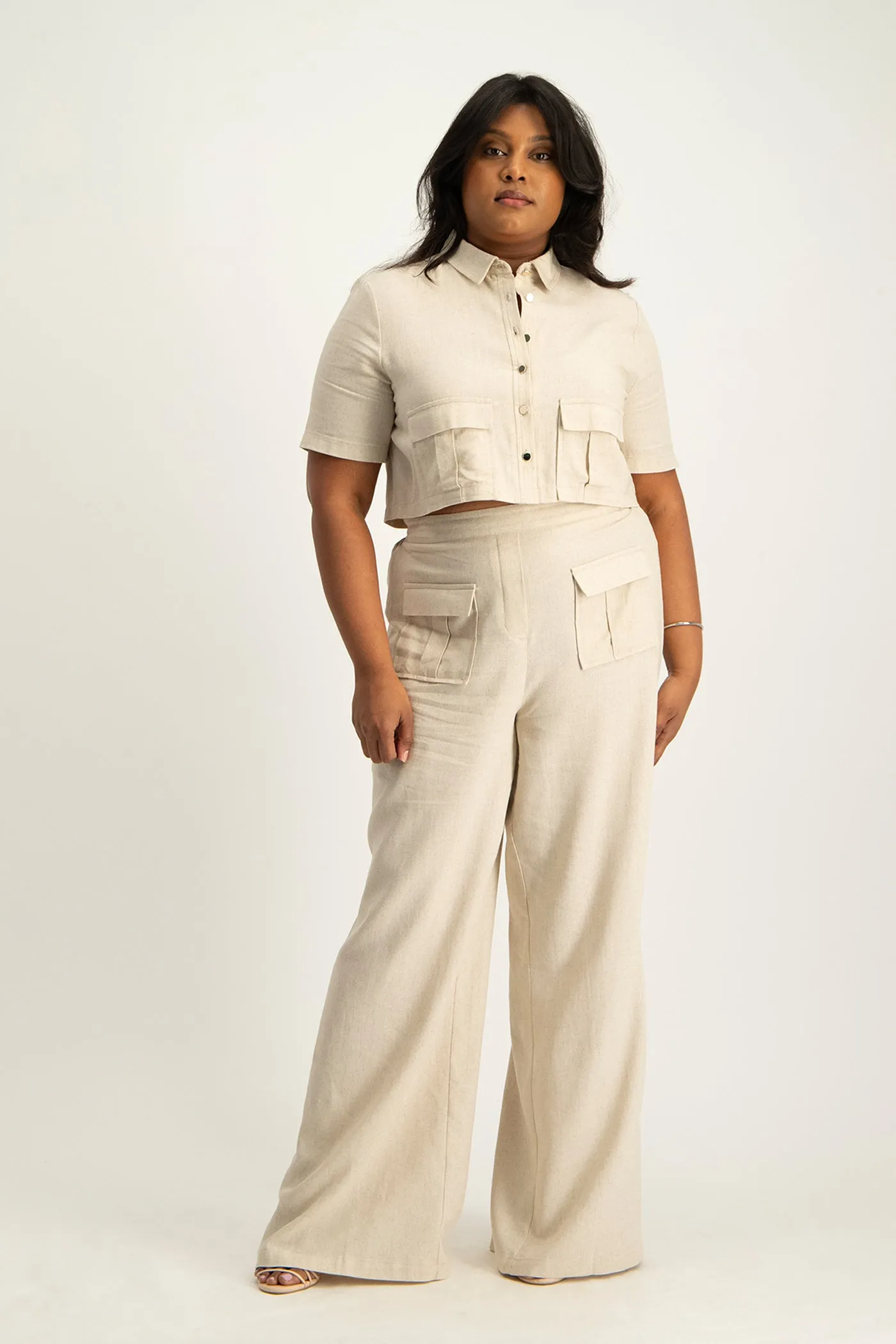 Kai High Waist Linen Pant - Beige
