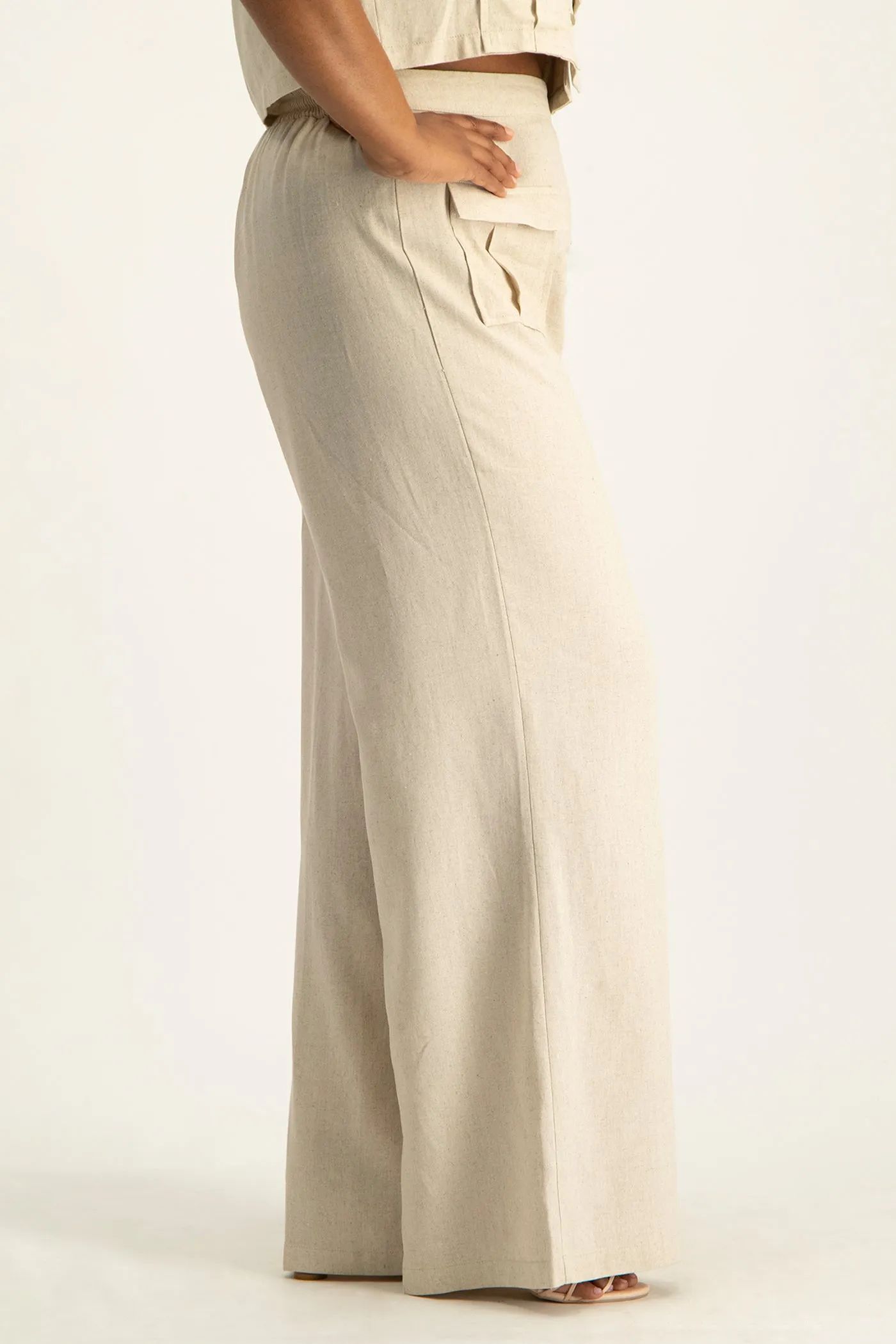 Kai High Waist Linen Pant - Beige